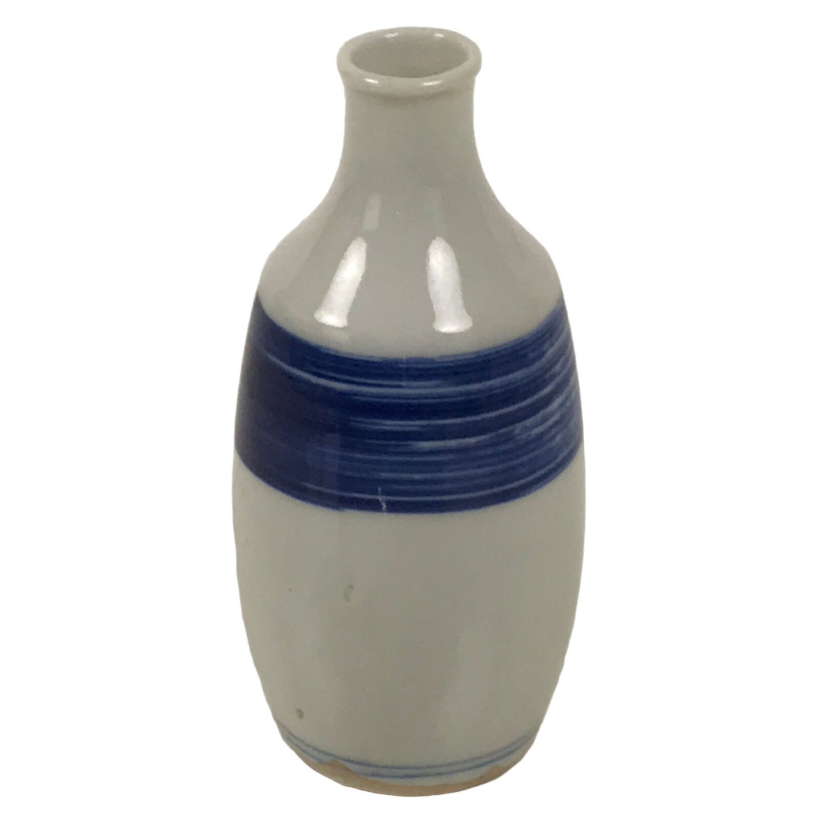 Japanese Porcelain Sake Bottle Tokkuri White Blue Sometsuke Brush Stroke TS827