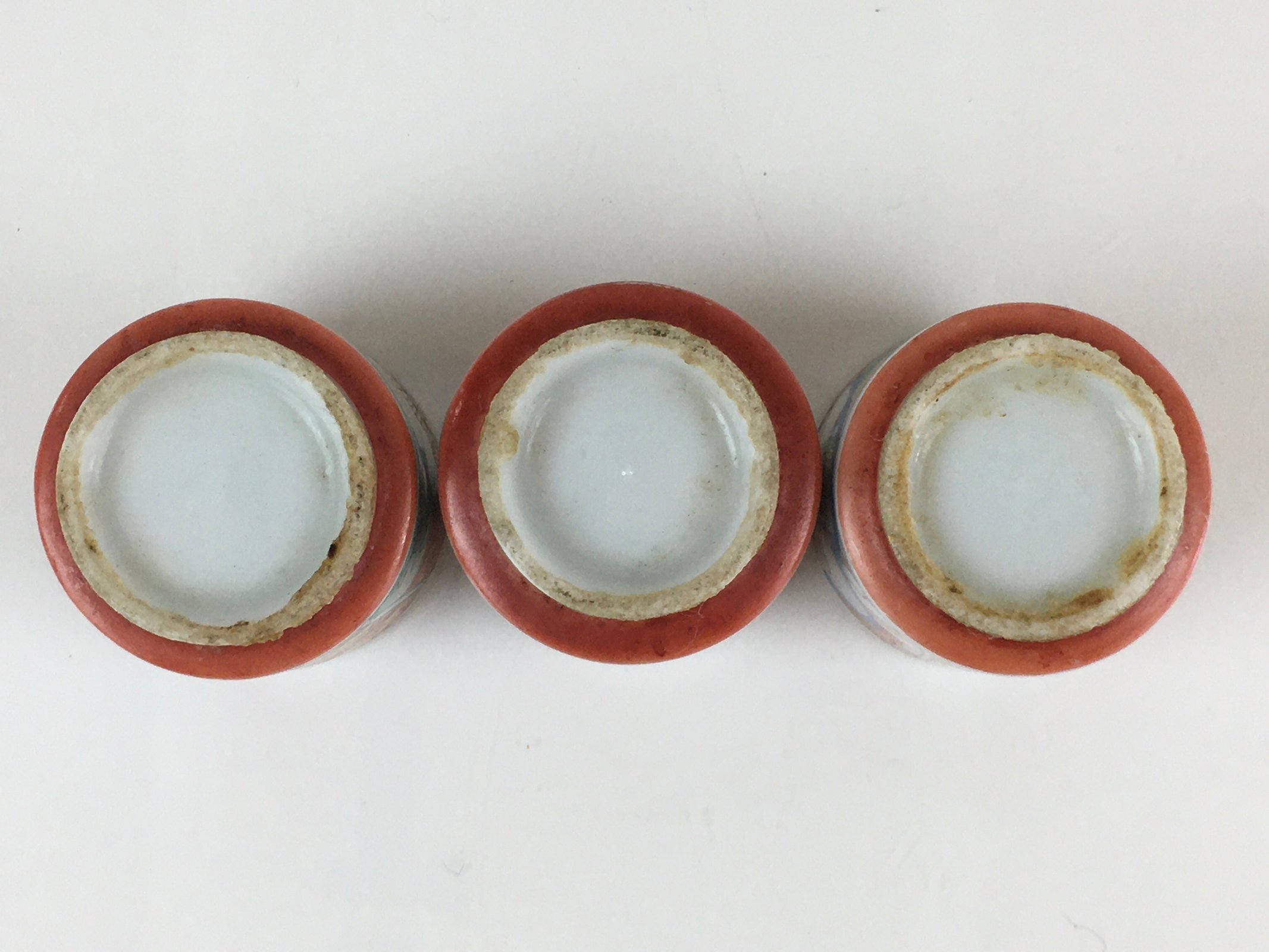 Japanese Porcelain Sake Cup 3pc Set Vtg Sakezuki Ochoko Guinomi PY131