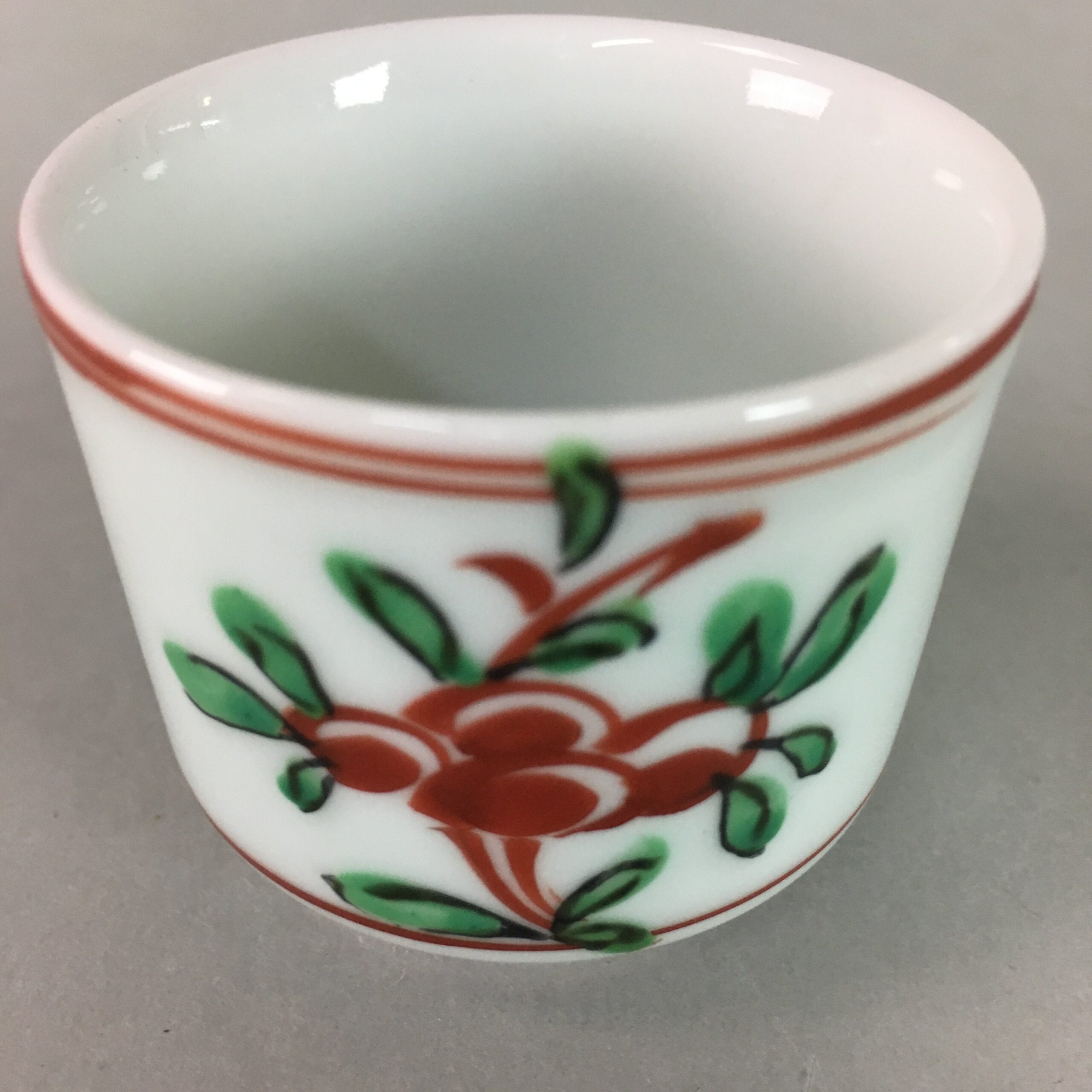 Japanese Porcelain Sake Cup Guinomi Sakazuki Vtg Signed Tree Leaves GU625