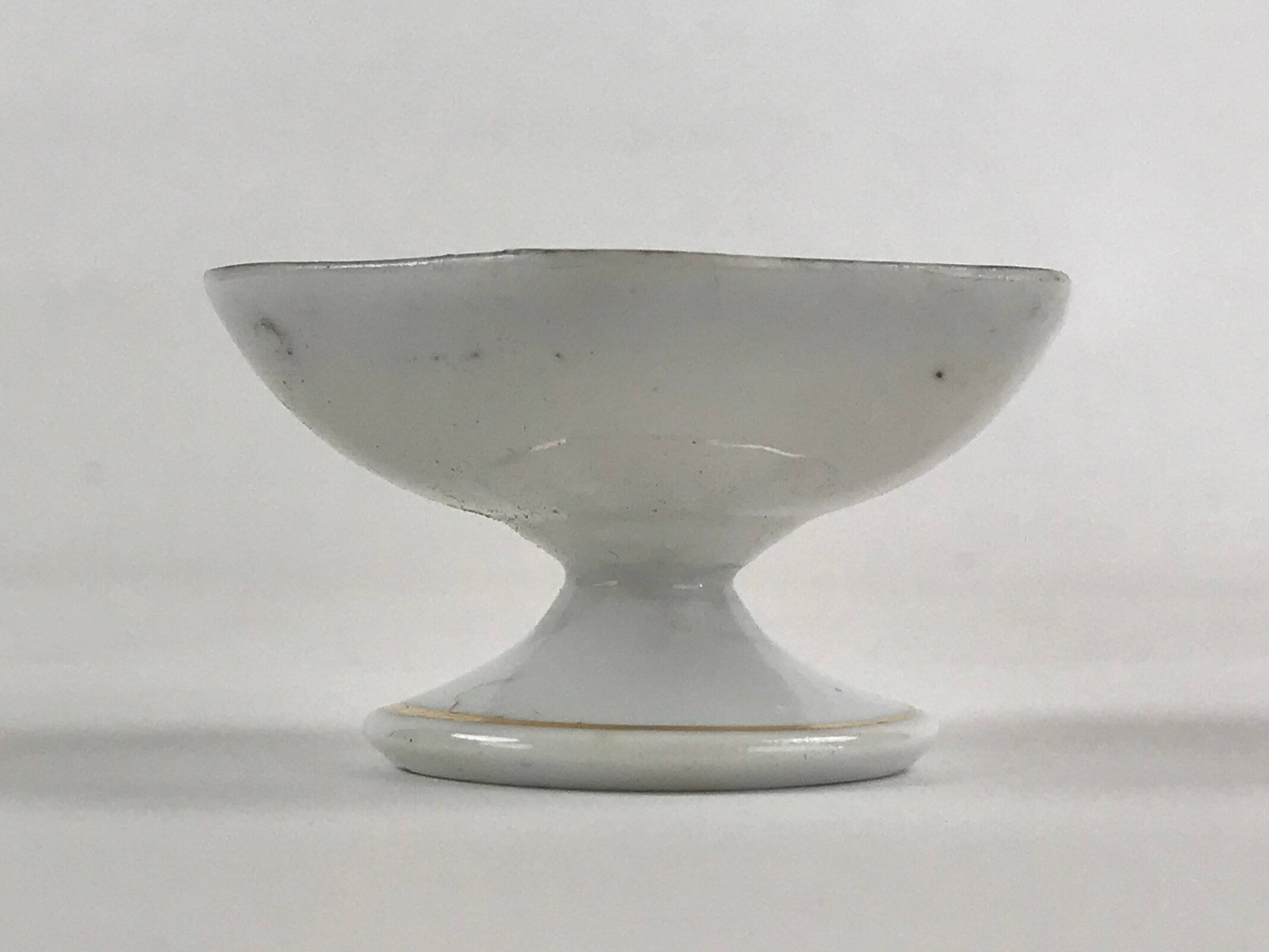 Japanese Porcelain Sake Cup Hexagonal Vtg Guinomi Floral Pattern Blue Gold G92