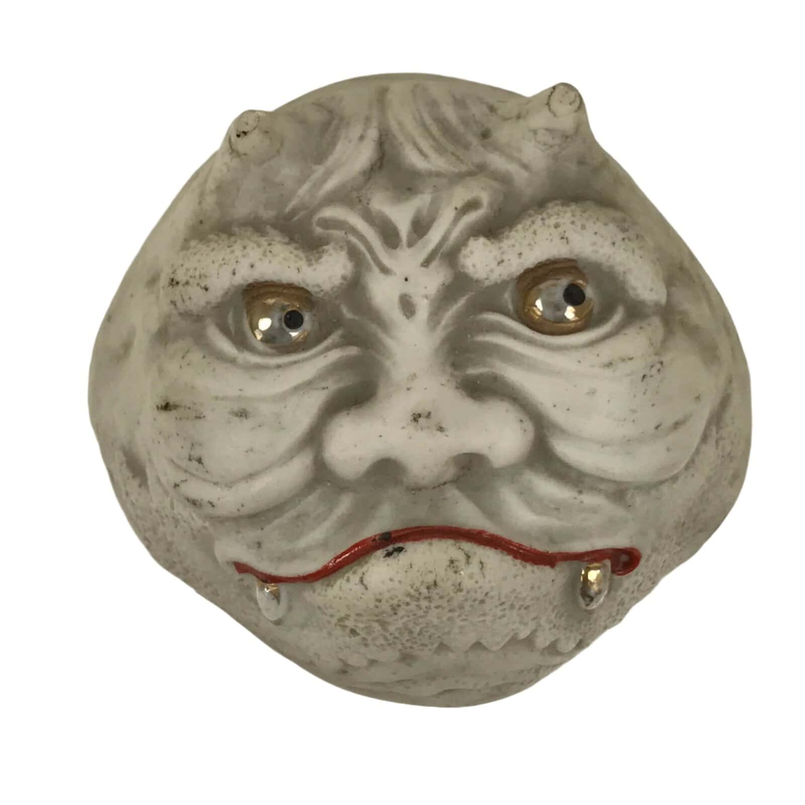 Japanese Porcelain Sake Cup Ochoko Guinomi Oni Otafuku Devil Sculpture G284