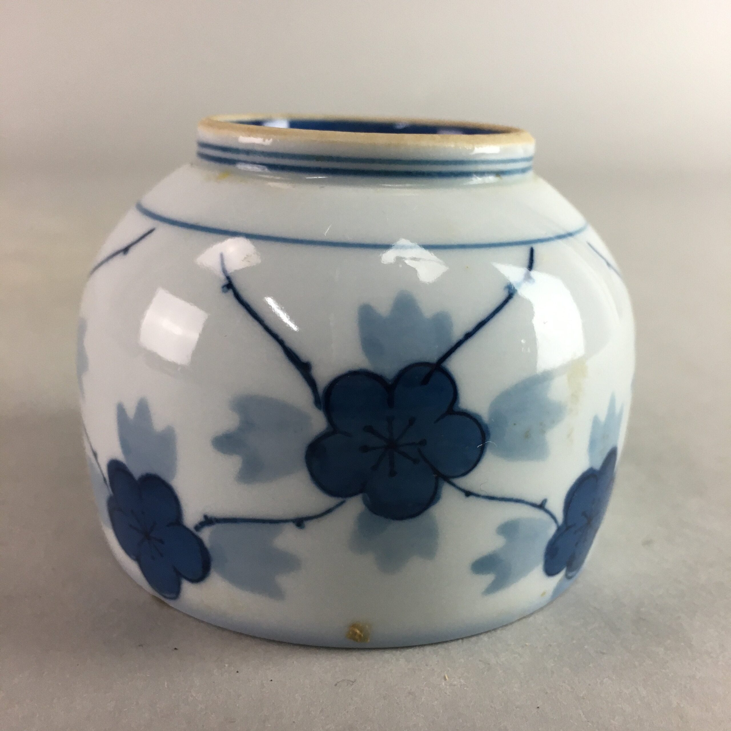 Japanese Porcelain Sake Cup Vtg Guinomi Sakazuki Blue White Sometsuke GU665