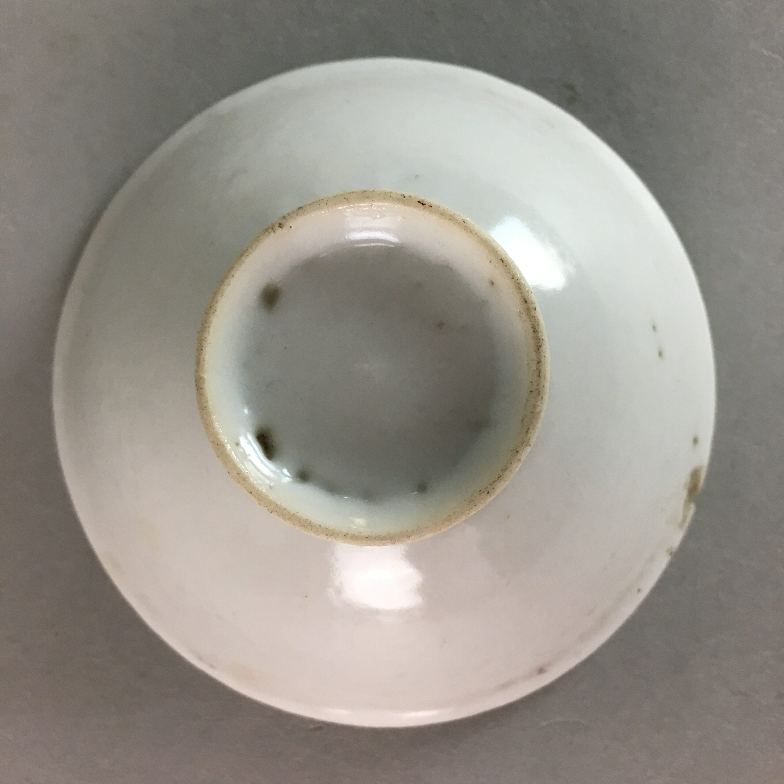 Japanese Porcelain Sake Cup Vtg Guinomi Sakazuki Folding Fan Design GU619