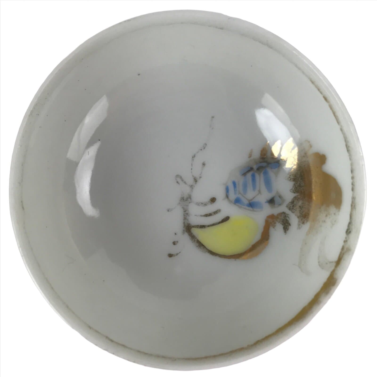 Japanese Porcelain Sake Cup Vtg Sakazuki Guinomi Minogame Turtle White Gold G252