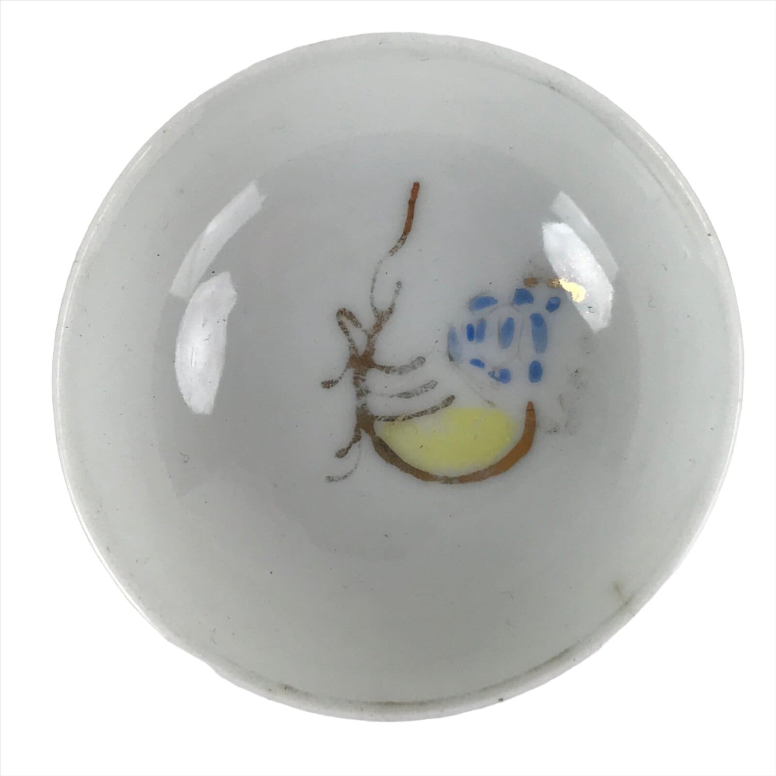 Japanese Porcelain Sake Cup Vtg Sakazuki Guinomi Minogame Turtle White Gold G258