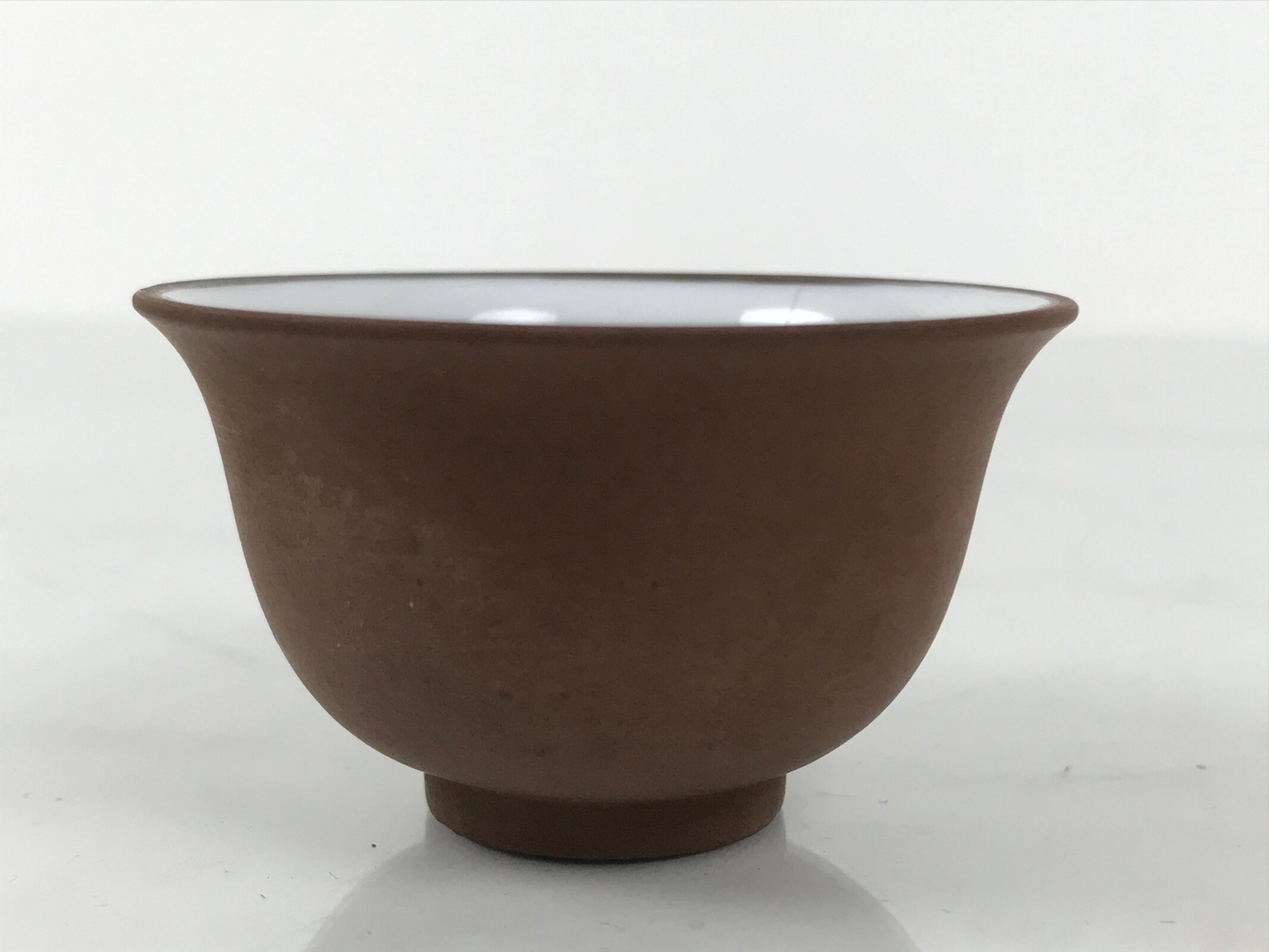 Japanese Porcelain Sake Cup Vtg Tsubomi Ochoko Guinomi Matte Brown White G303
