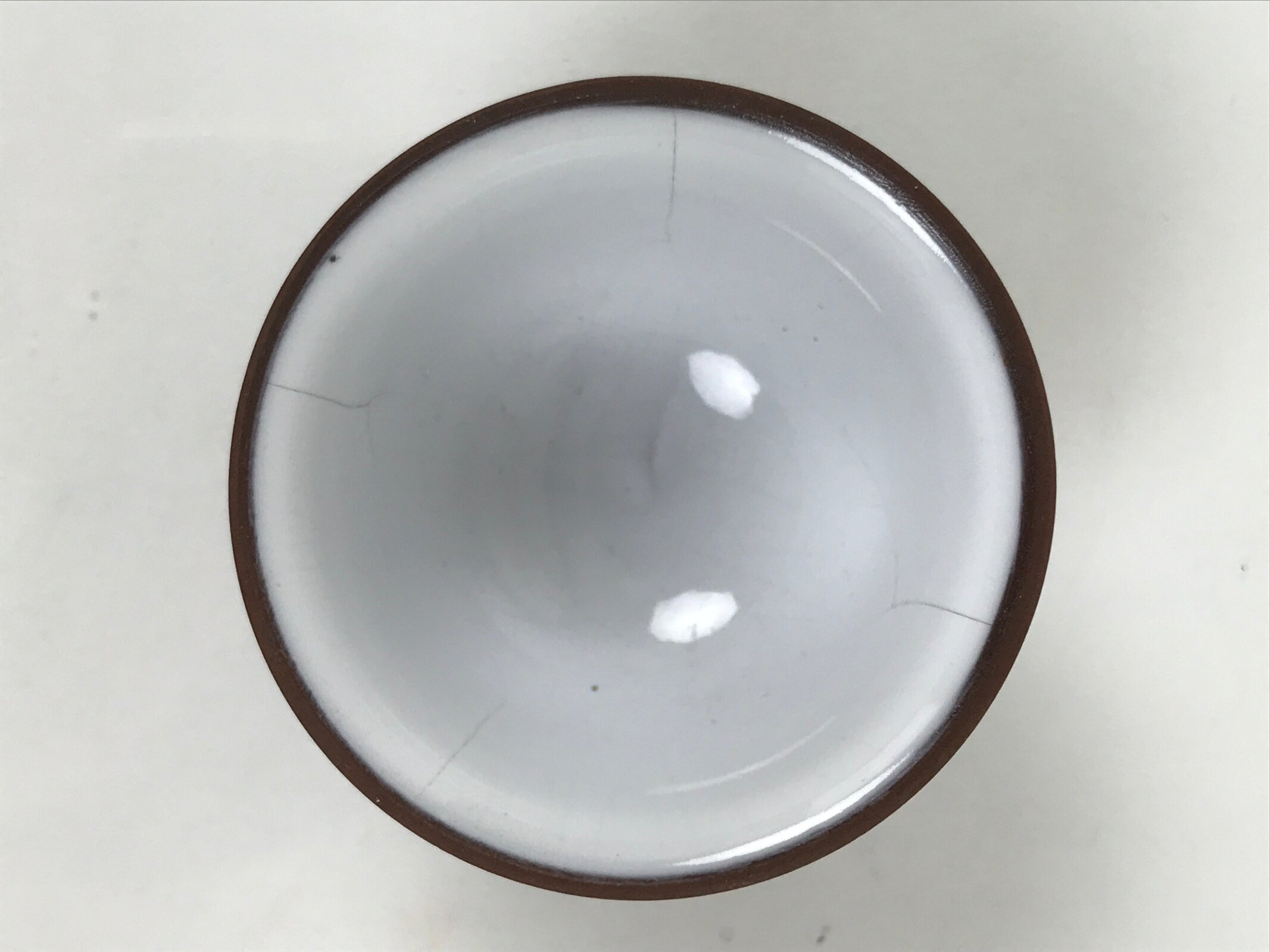 Japanese Porcelain Sake Cup Vtg Tsubomi Ochoko Guinomi Matte Brown White G303