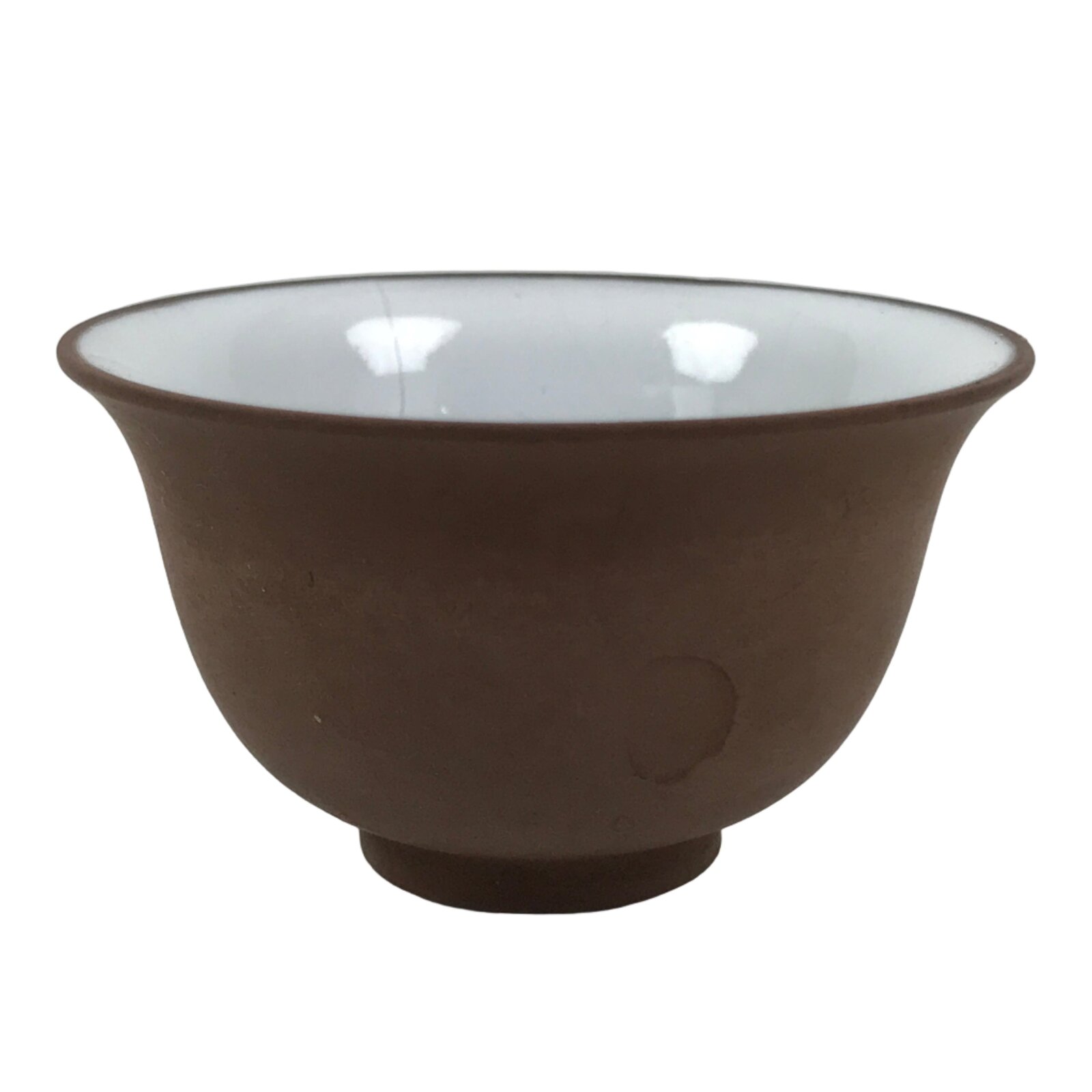 Japanese Porcelain Sake Cup Vtg Tsubomi Ochoko Guinomi Matte Brown White G304