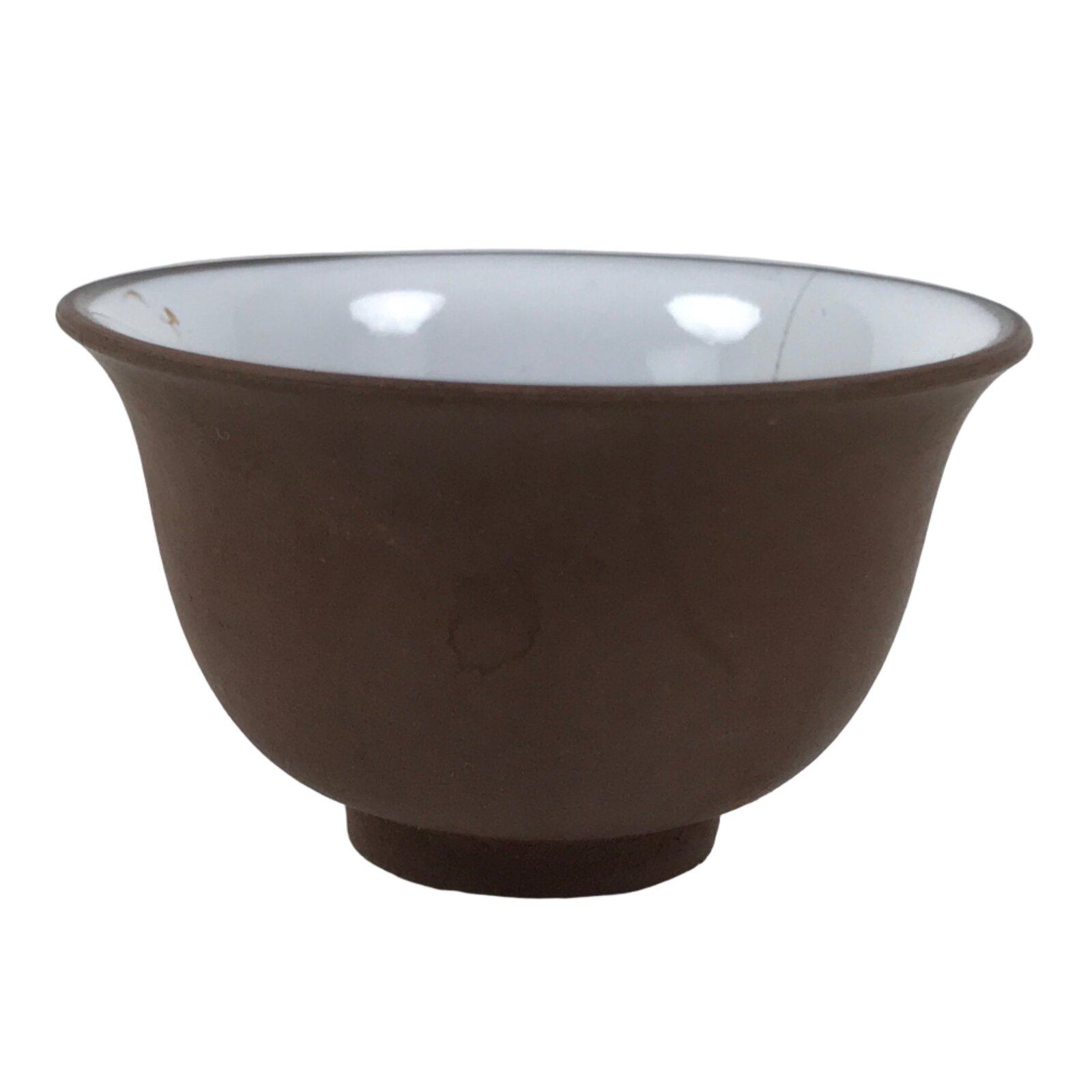 Japanese Porcelain Sake Cup Vtg Tsubomi Ochoko Guinomi Matte Brown White G306