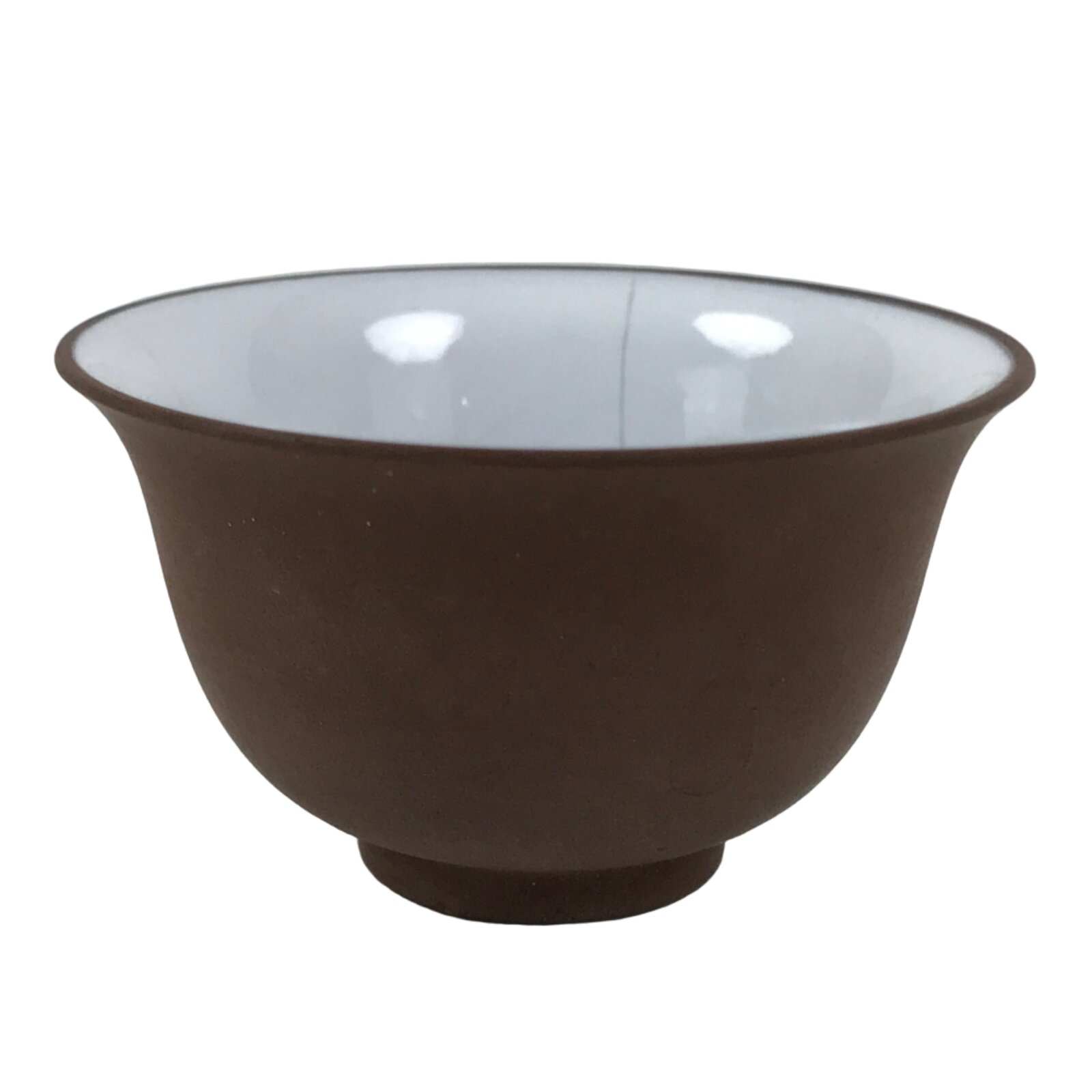 Japanese Porcelain Sake Cup Vtg Tsubomi Ochoko Guinomi Matte Brown White G307