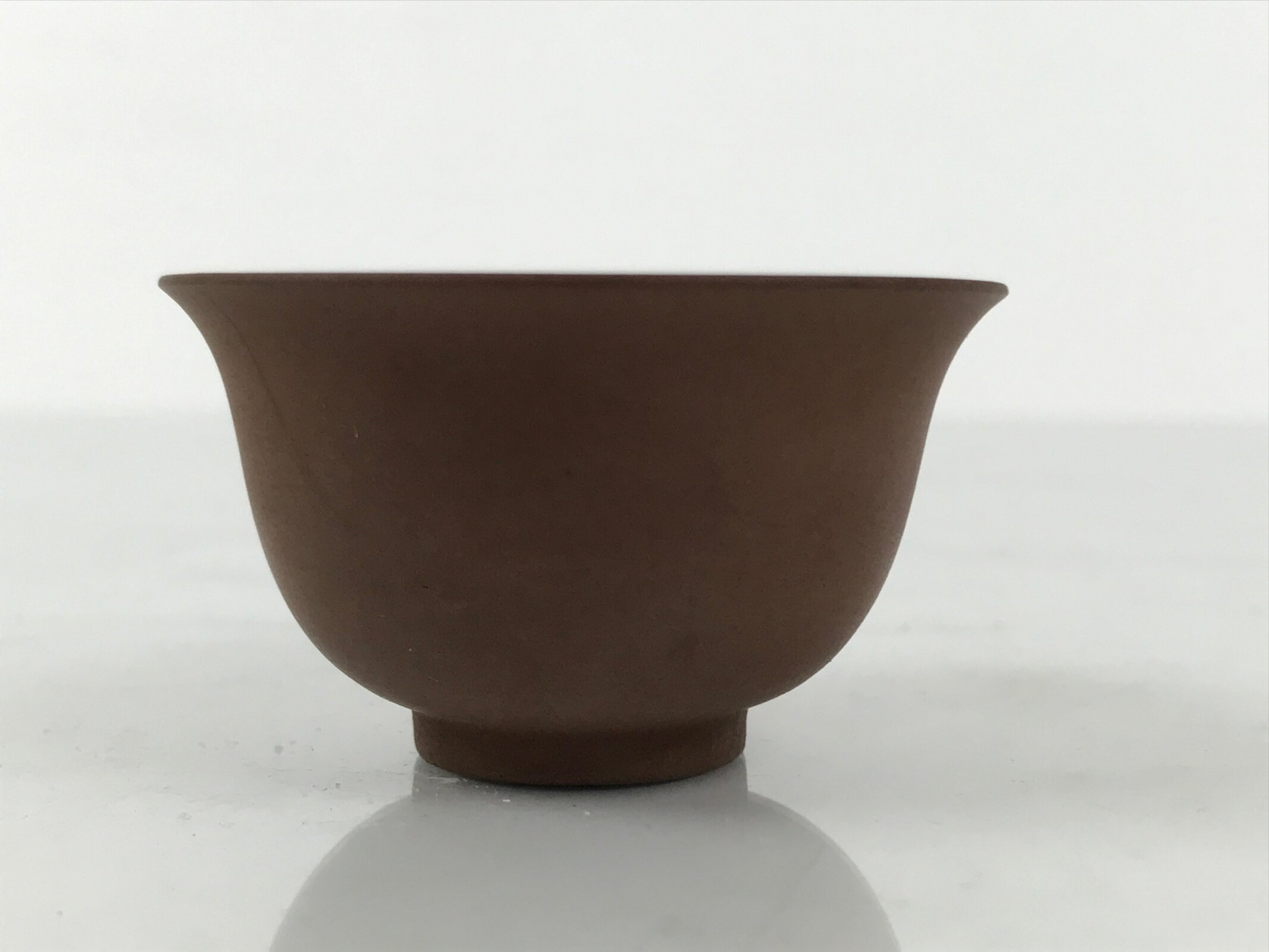 Japanese Porcelain Sake Cup Vtg Tsubomi Ochoko Guinomi Matte Brown White G307