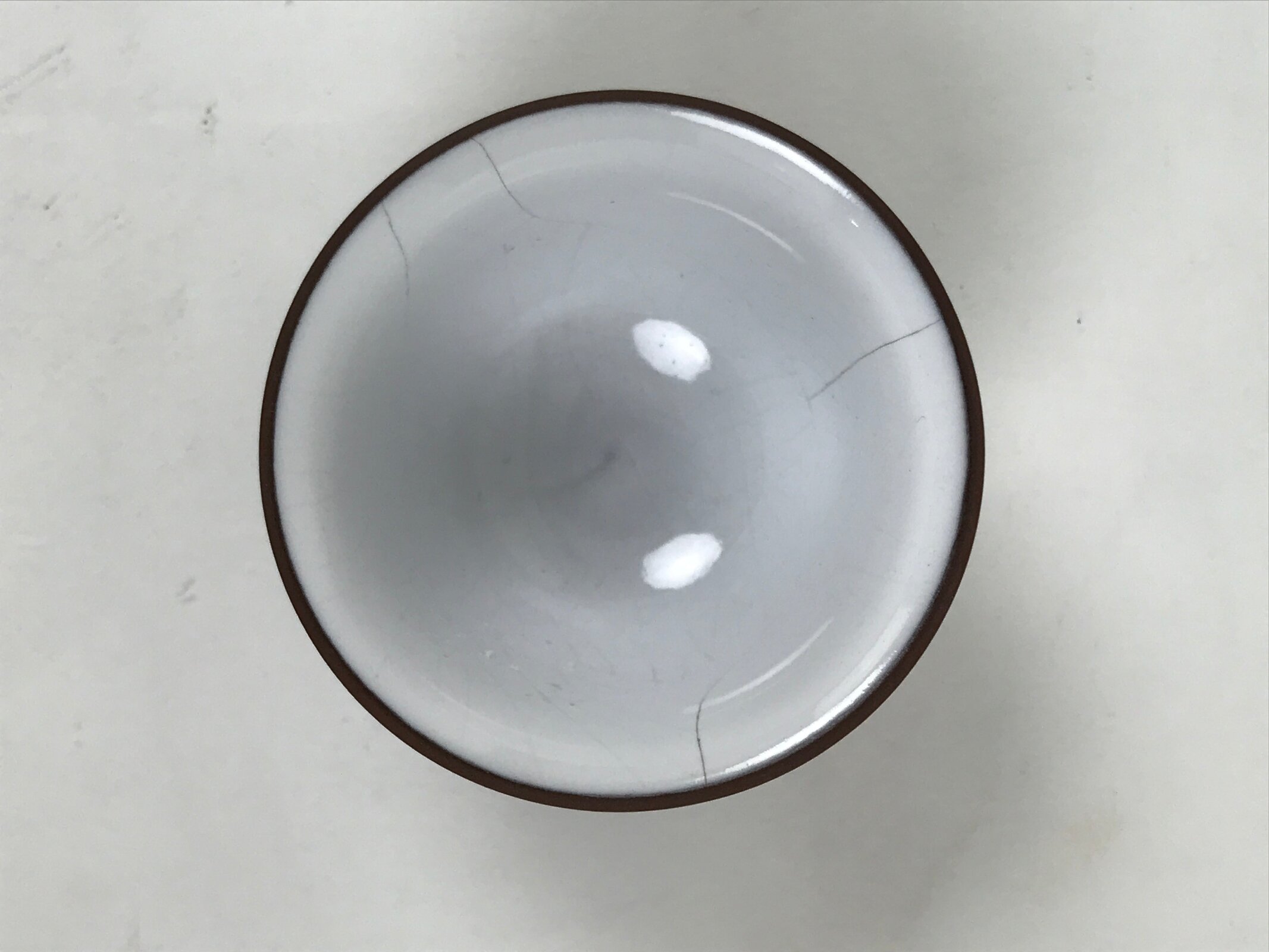 Japanese Porcelain Sake Cup Vtg Tsubomi Ochoko Guinomi Matte Brown White G307