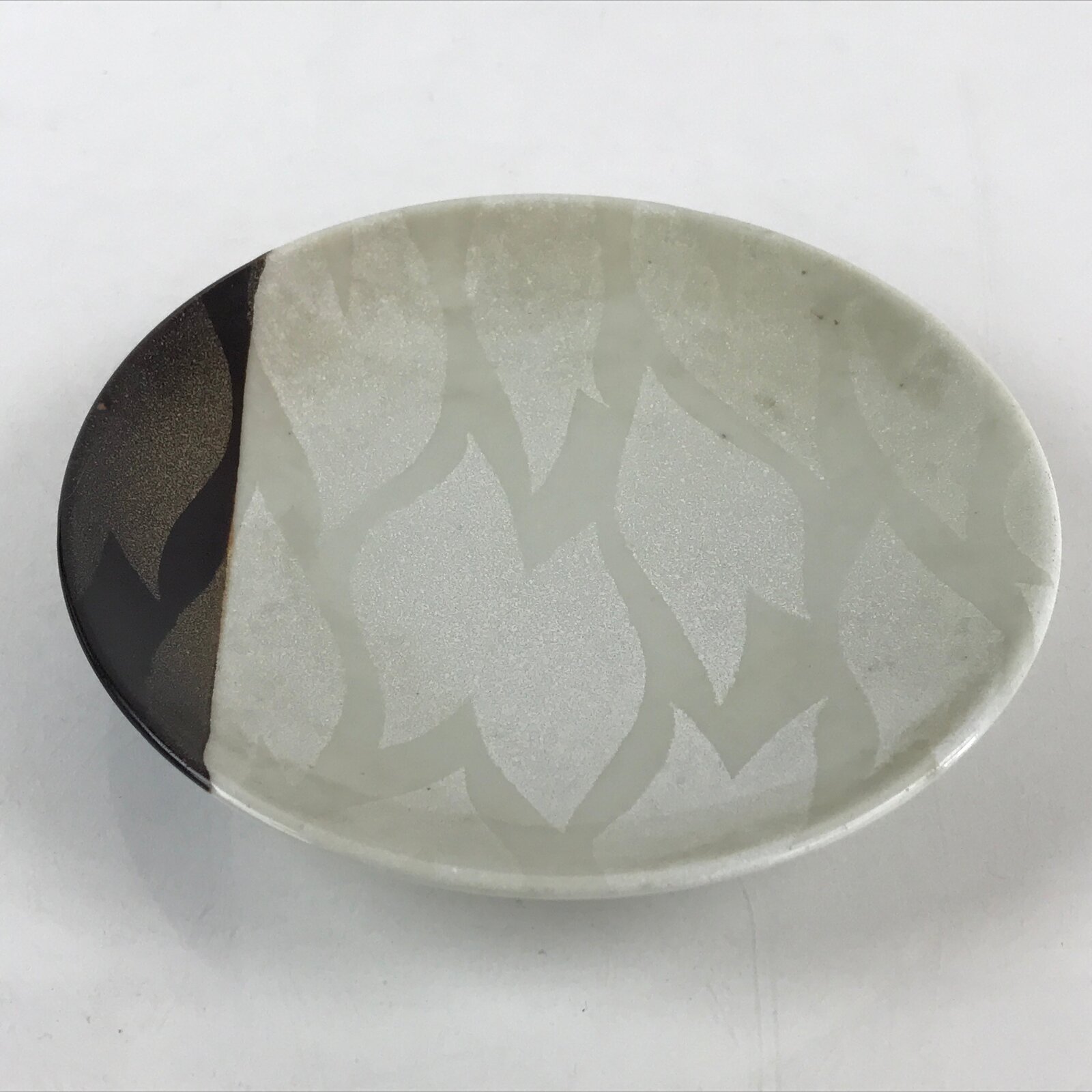 Japanese Porcelain Side Plate Vtg Brown White Glaze Small Plate Kozara Torizara