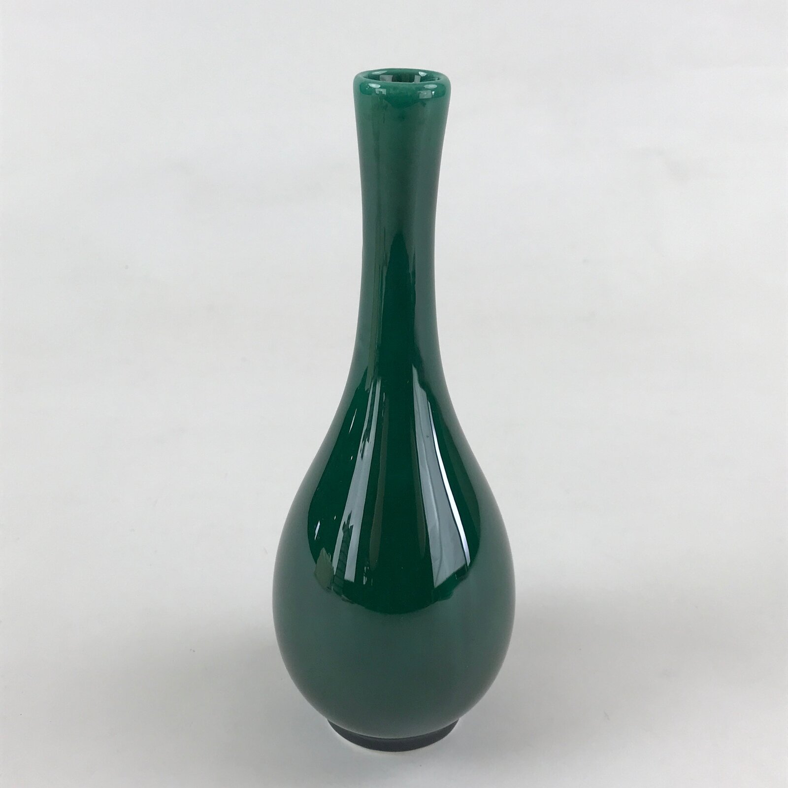 Japanese Porcelain Single Flower Vase Pottery Yakimono Tsurukubi Green PX695