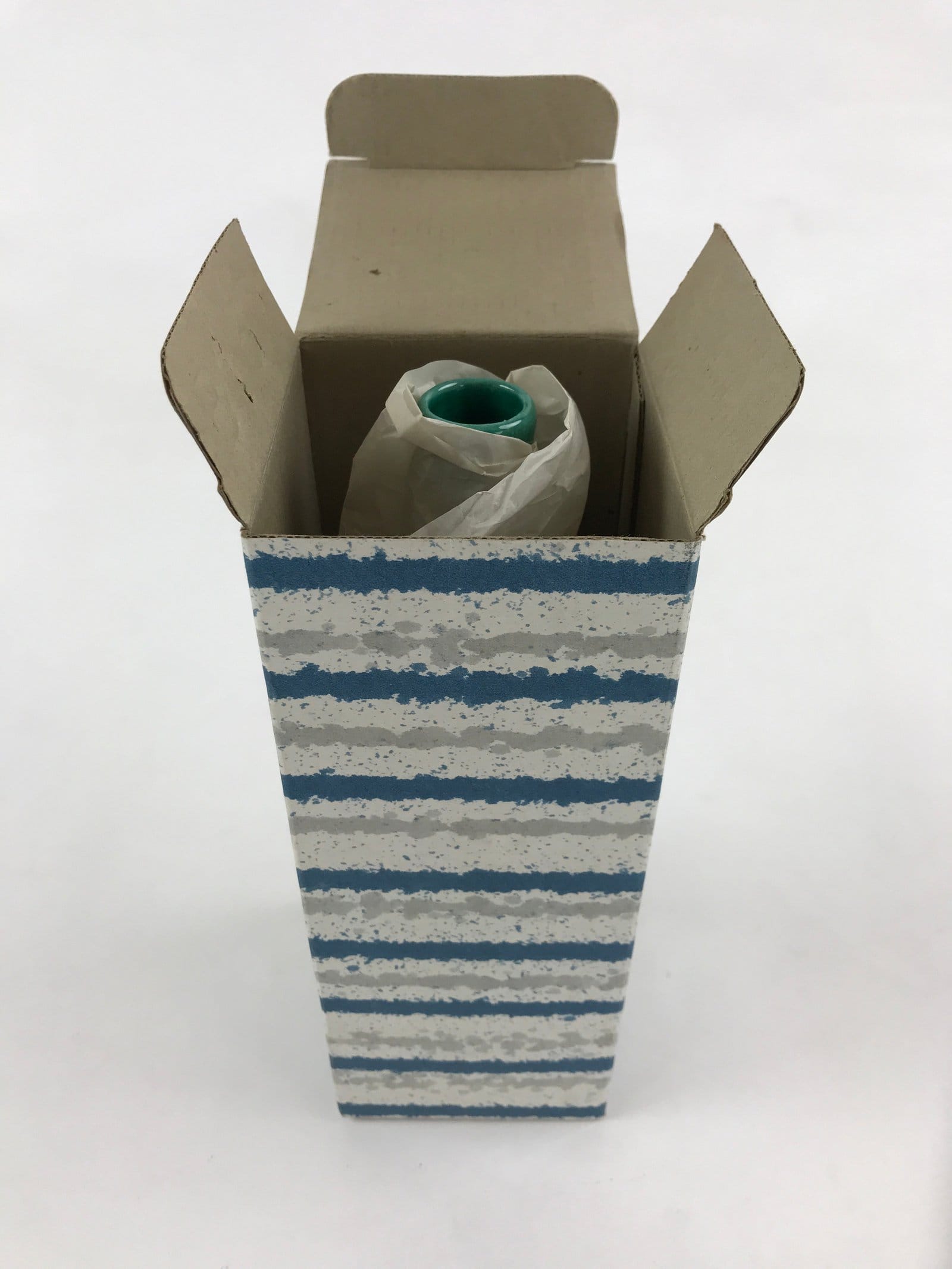 Japanese Porcelain Single Flower Vase Pottery Yakimono Tsurukubi Green PX695