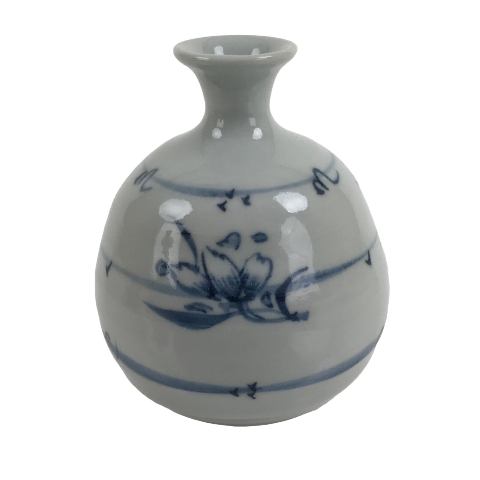 Japanese Porcelain Single Flower Vase Vtg Small Kabin Sometsuke Flower MFV80