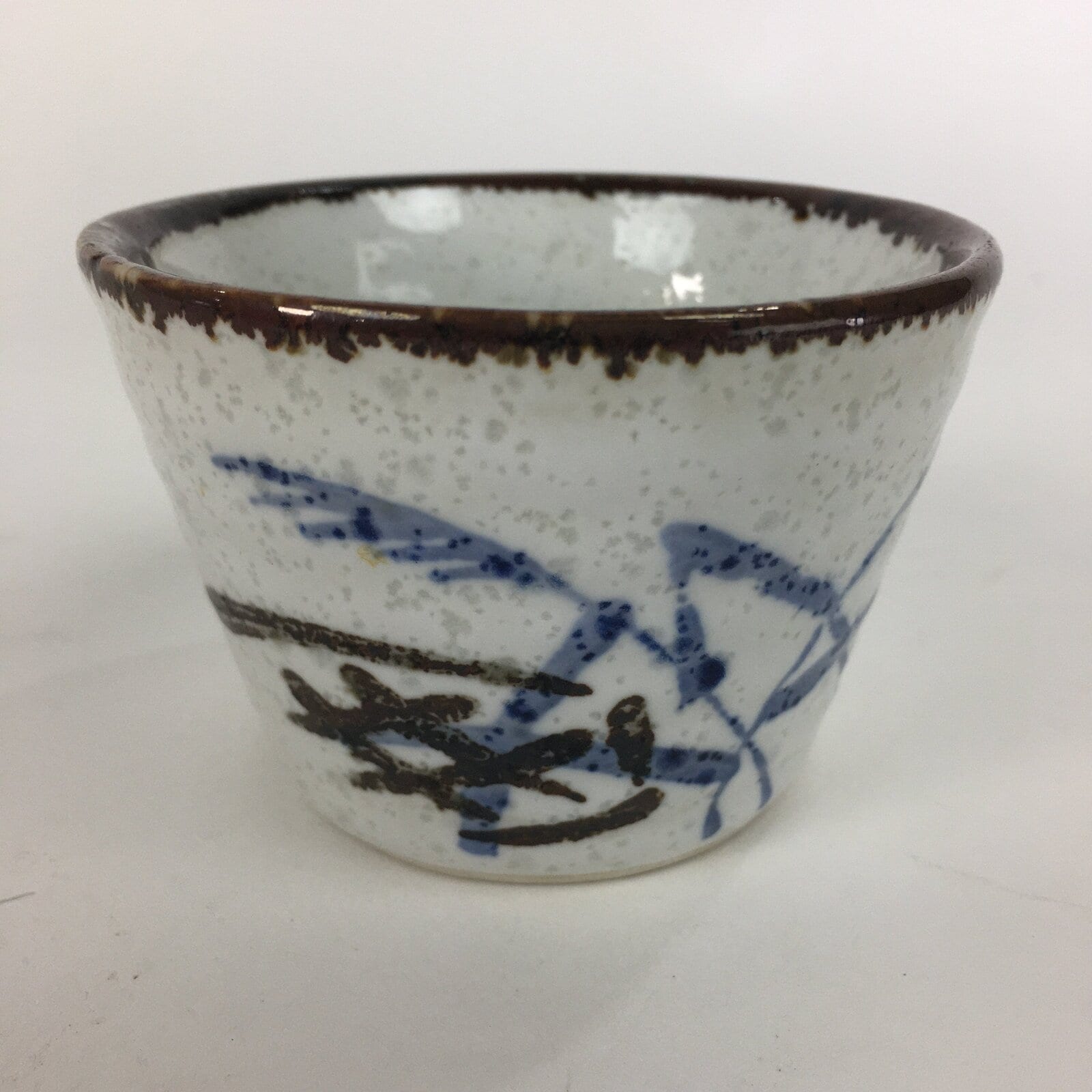 Japanese Porcelain Small Bowl Kobachi Vtg Round Shape Blue Miscanthus PP718