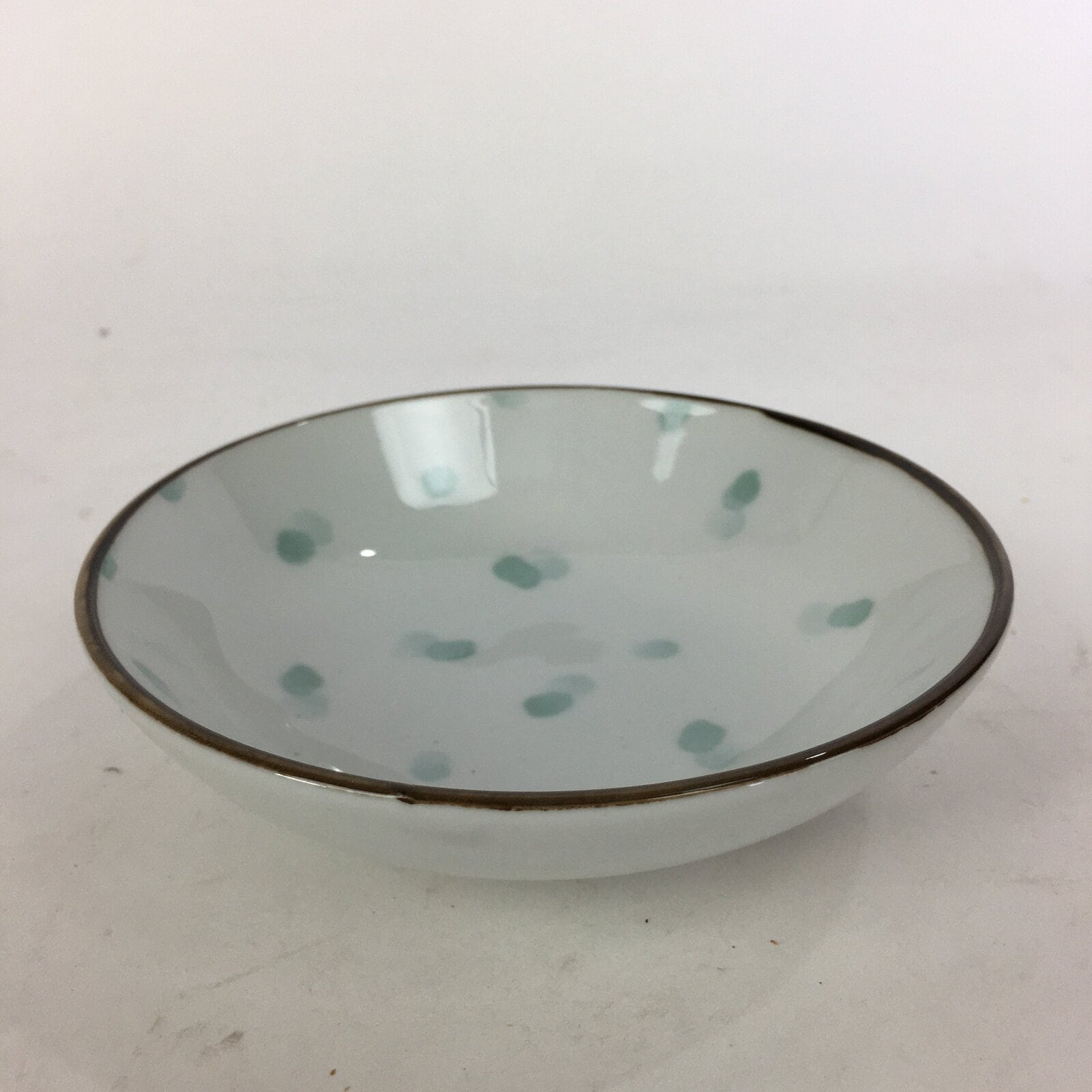 Japanese Porcelain Small Bowl Vtg Kobachi Sometsuke Small Green Polka Dots QT119