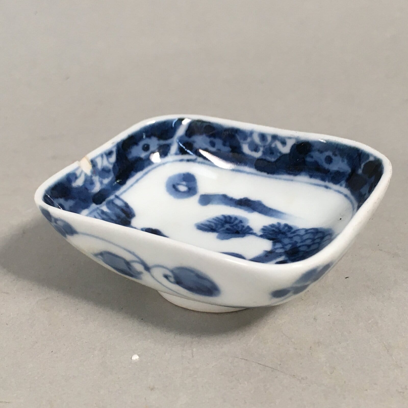 Japanese Porcelain Small Bowl Vtg Kozara Blue White Soy Sauce Dipping Dish PP410