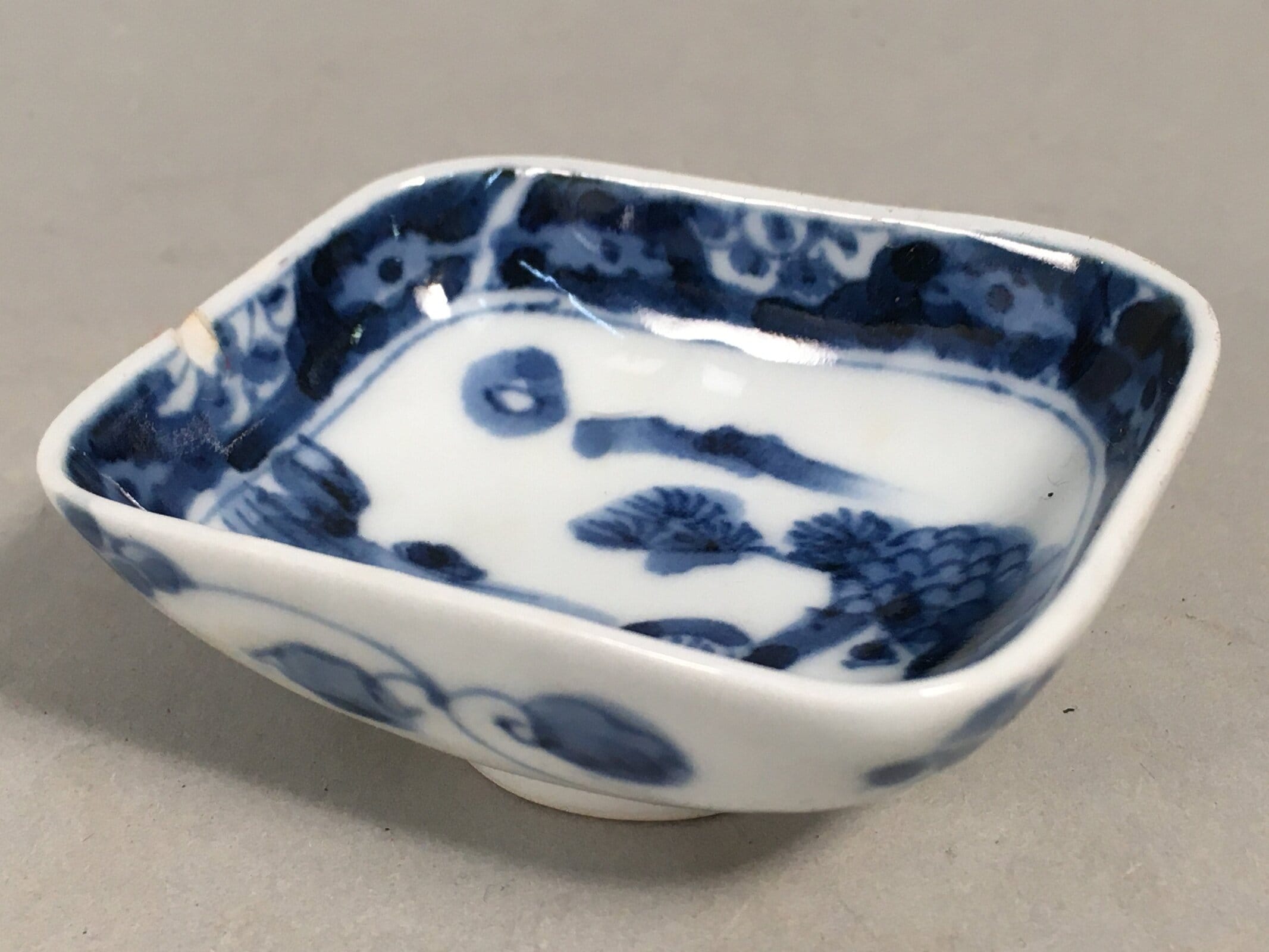 Japanese Porcelain Small Bowl Vtg Kozara Blue White Soy Sauce Dipping Dish PP410