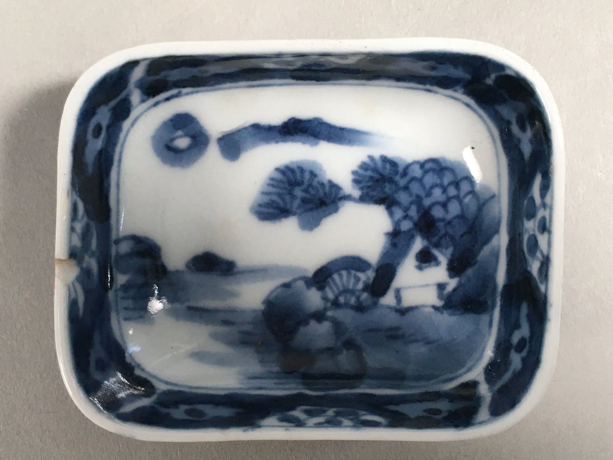 Japanese Porcelain Small Bowl Vtg Kozara Blue White Soy Sauce Dipping Dish PP410