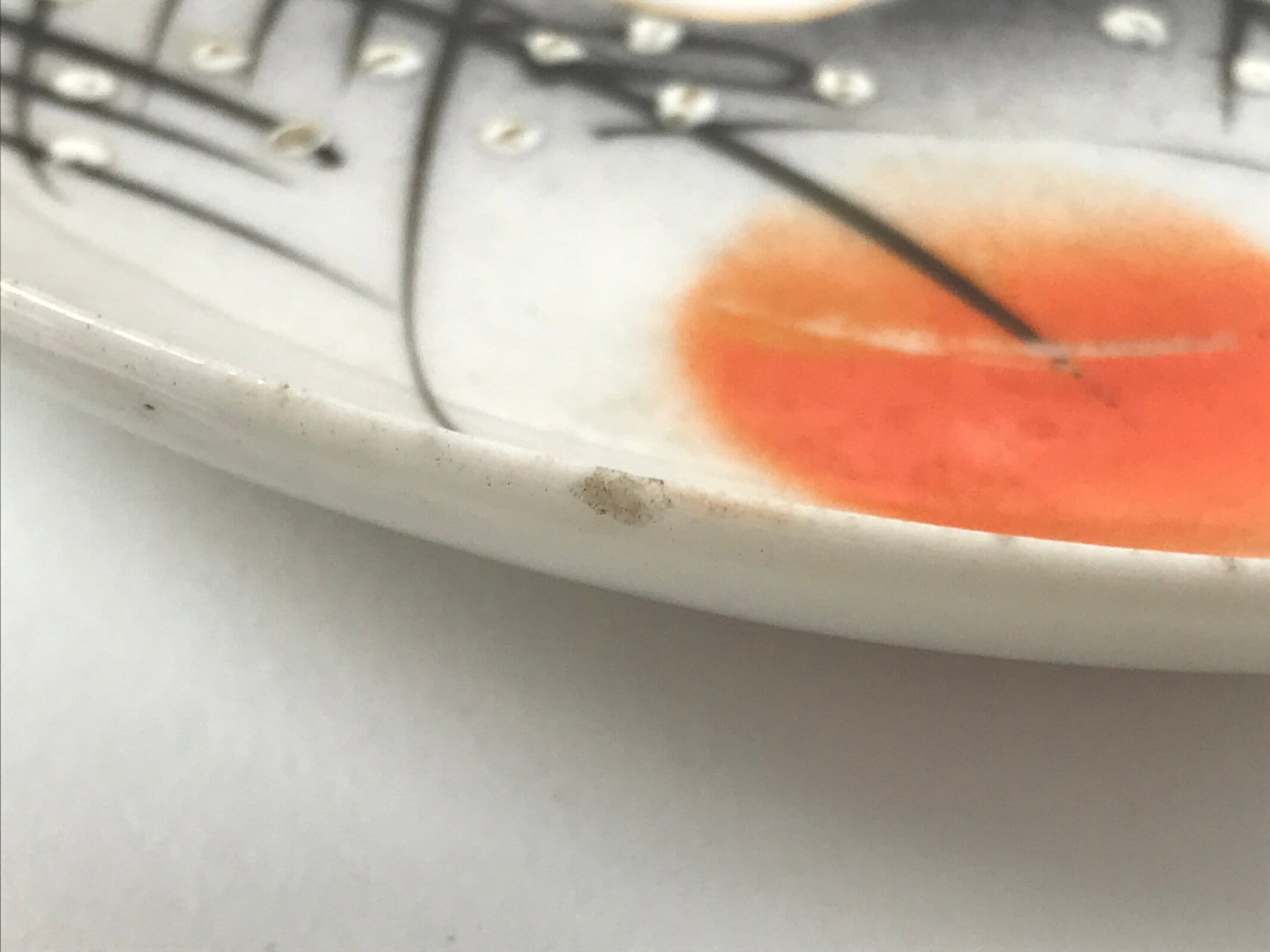 Japanese Porcelain Small Plate Kozara Vtg Plum Blossom Sun Black White PY693