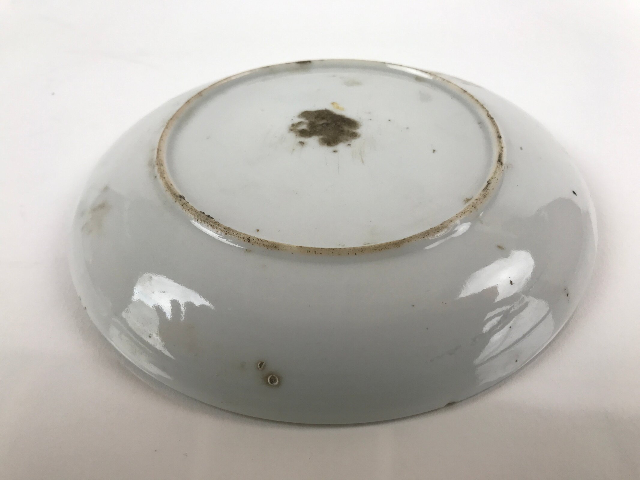 Japanese Porcelain Small Plate Kozara Vtg Plum Blossom Sun Black White PY693