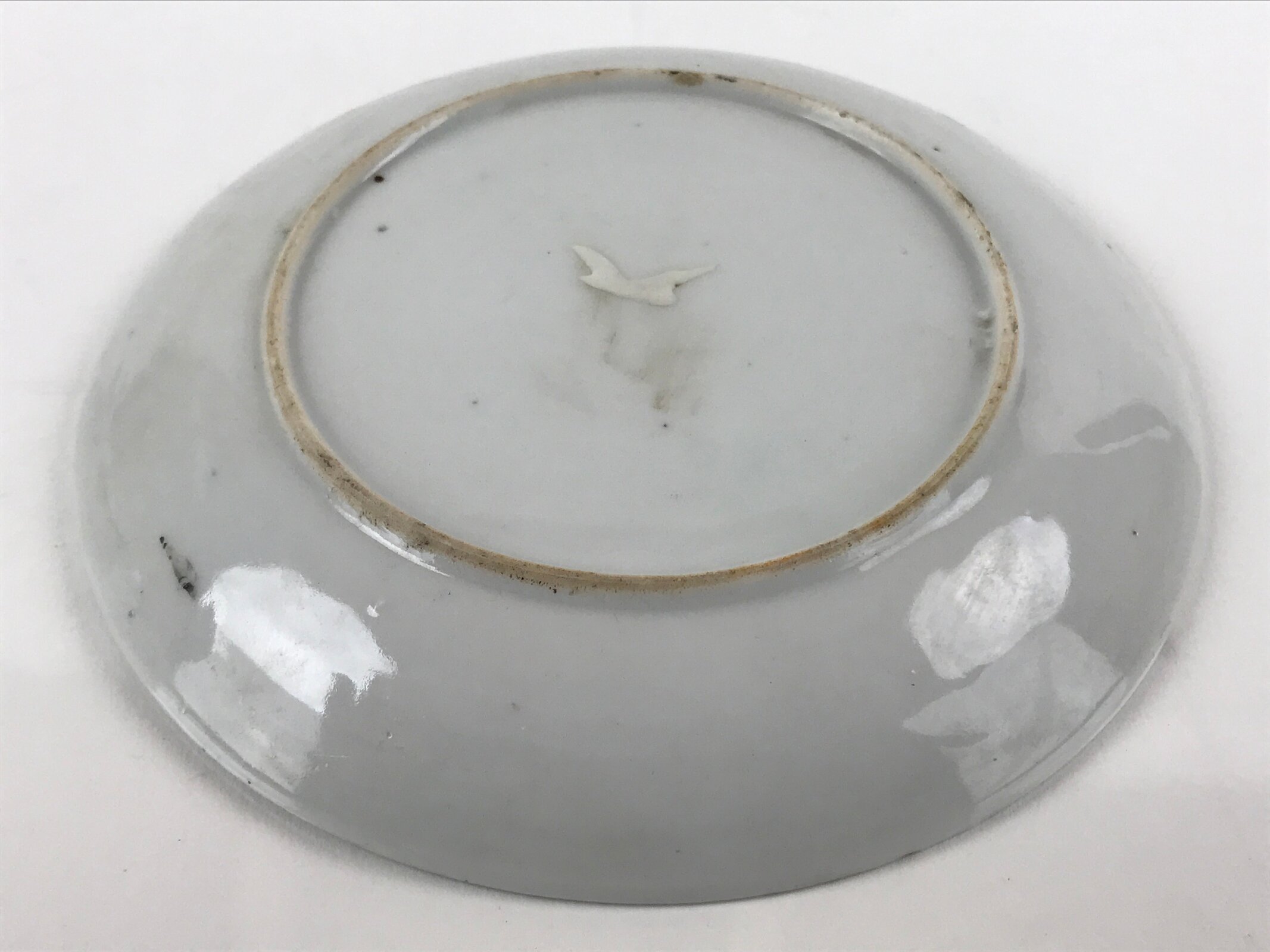 Japanese Porcelain Small Plate Kozara Vtg Plum Blossom Sun Black White PY713