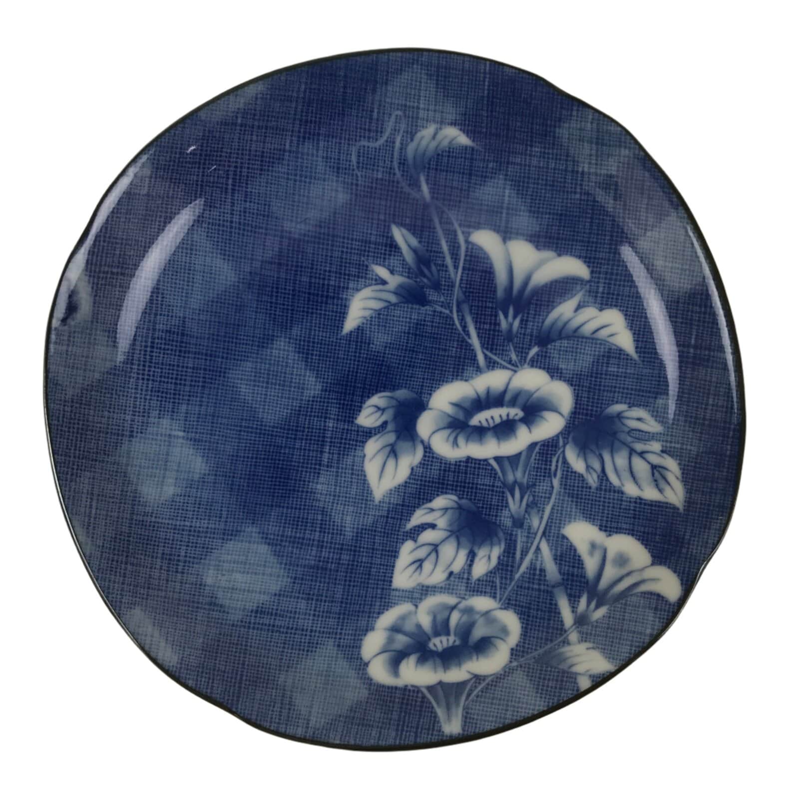 Japanese Porcelain Small Plate Kozara Vtg Sara Morning Glory Asagao Blue Y337