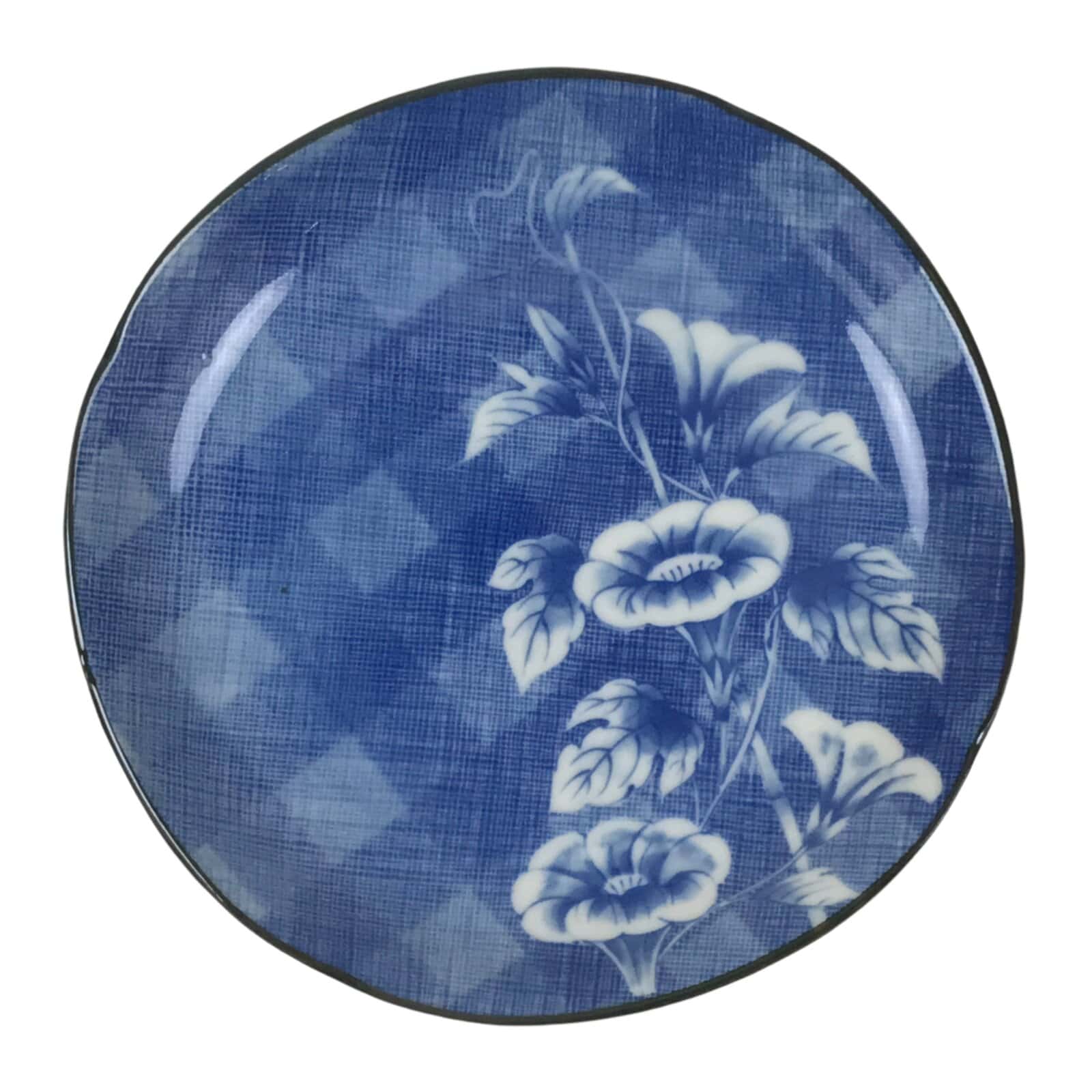 Japanese Porcelain Small Plate Kozara Vtg Sara Morning Glory Asagao Blue Y338