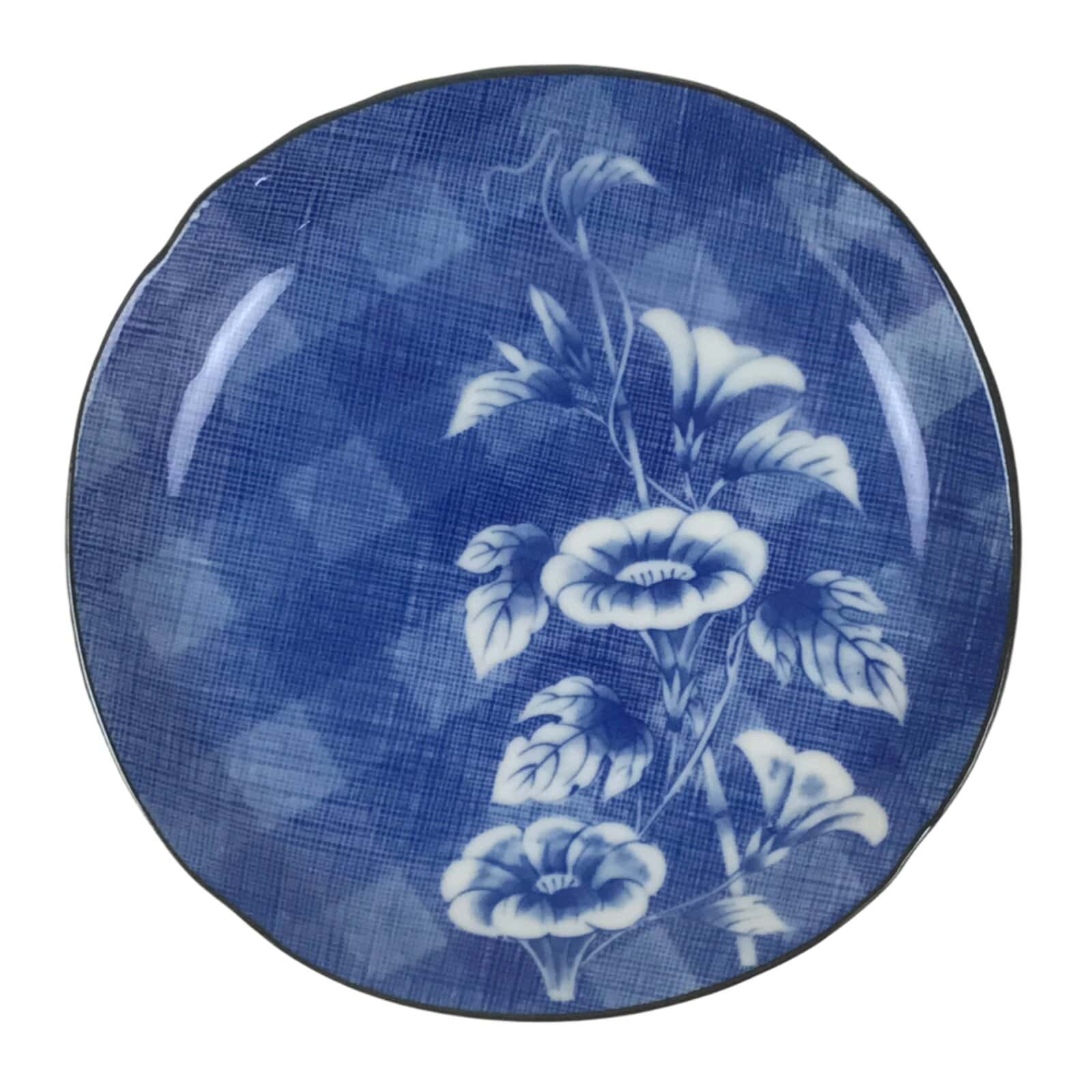 Japanese Porcelain Small Plate Kozara Vtg Sara Morning Glory Asagao Blue Y340