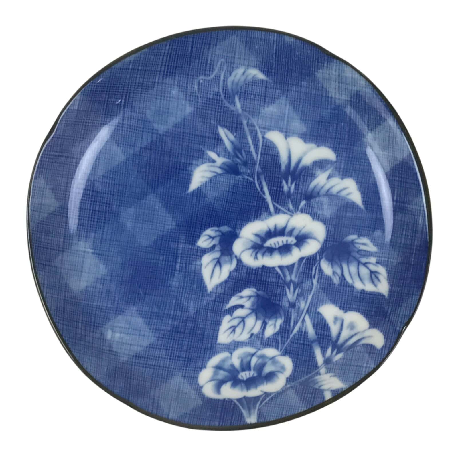 Japanese Porcelain Small Plate Kozara Vtg Sara Morning Glory Asagao Blue Y343