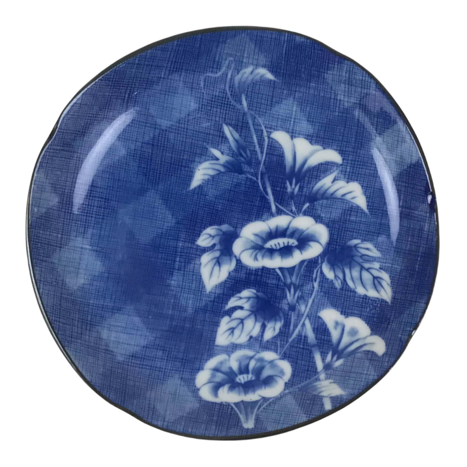 Japanese Porcelain Small Plate Kozara Vtg Sara Morning Glory Asagao Blue Y344