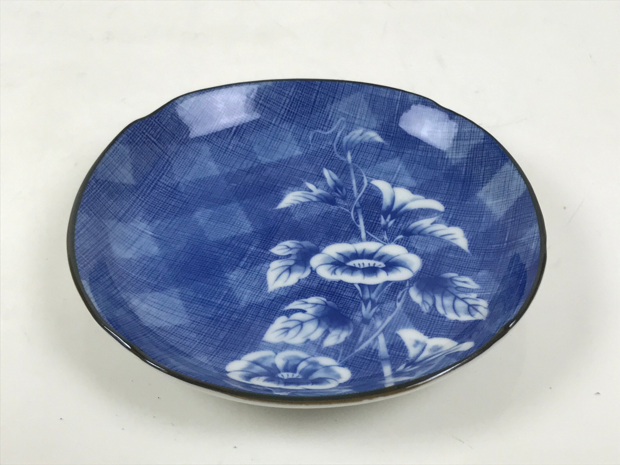 Japanese Porcelain Small Plate Kozara Vtg Sara Morning Glory Asagao Blue Y348