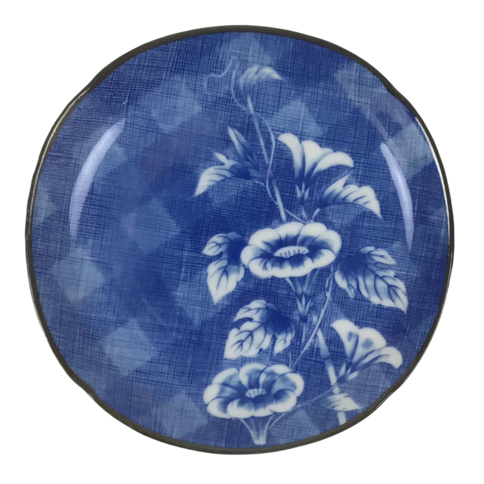 Japanese Porcelain Small Plate Kozara Vtg Sara Morning Glory Asagao Blue Y349