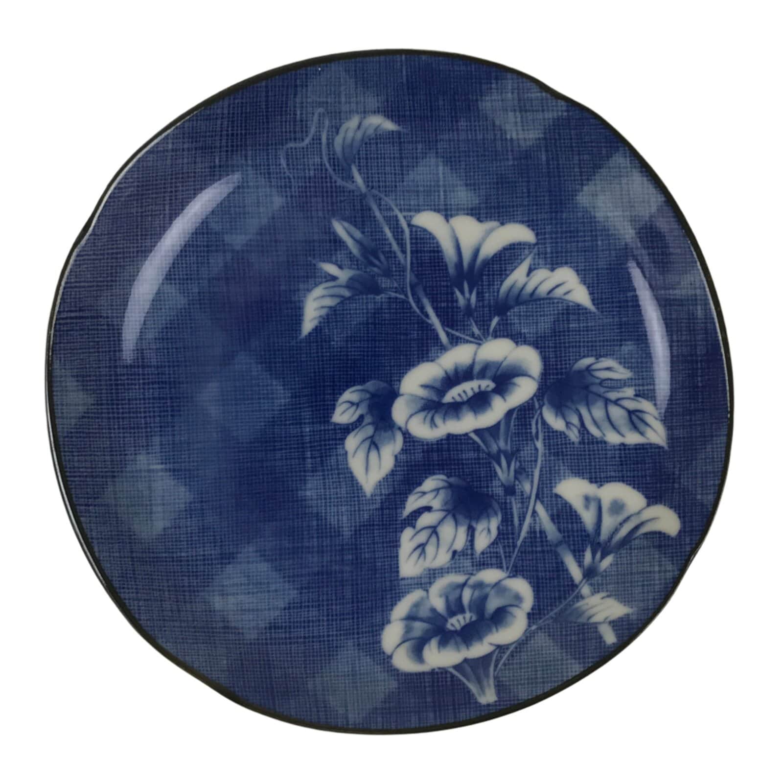 Japanese Porcelain Small Plate Kozara Vtg Sara Morning Glory Asagao Blue Y351