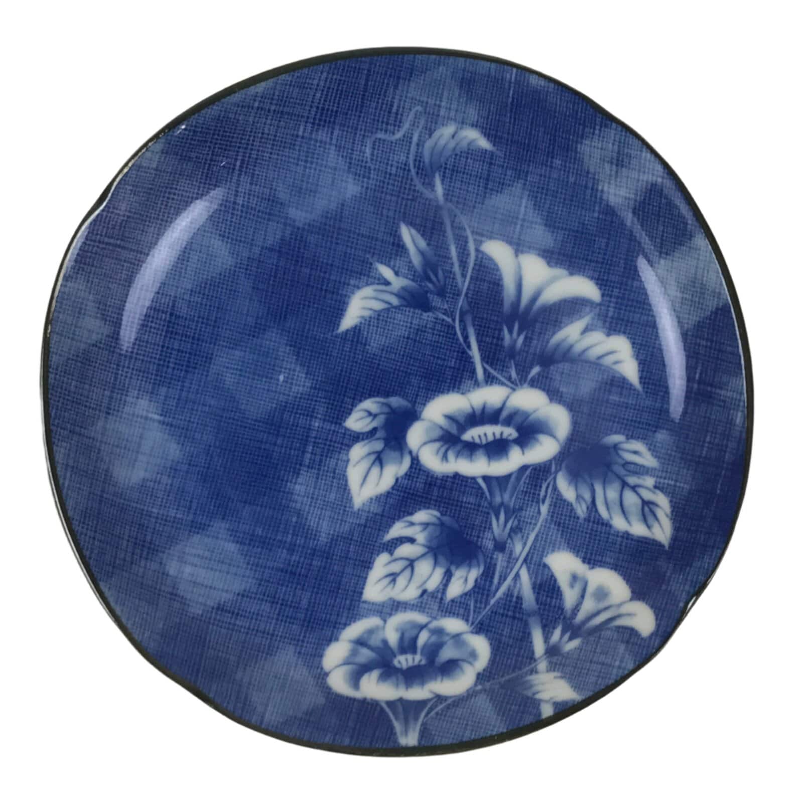 Japanese Porcelain Small Plate Kozara Vtg Sara Morning Glory Asagao Blue Y353