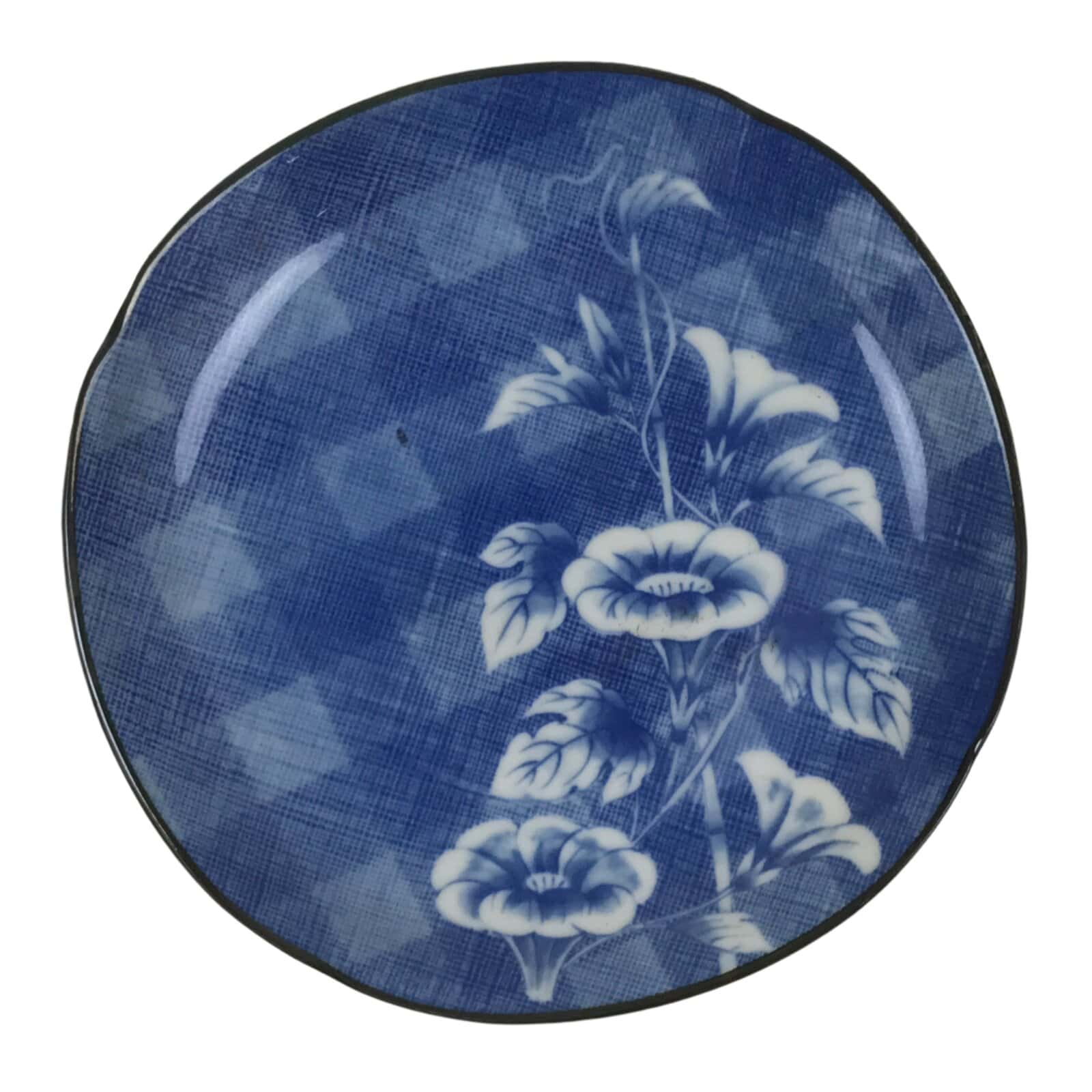Japanese Porcelain Small Plate Kozara Vtg Sara Morning Glory Asagao Blue Y354