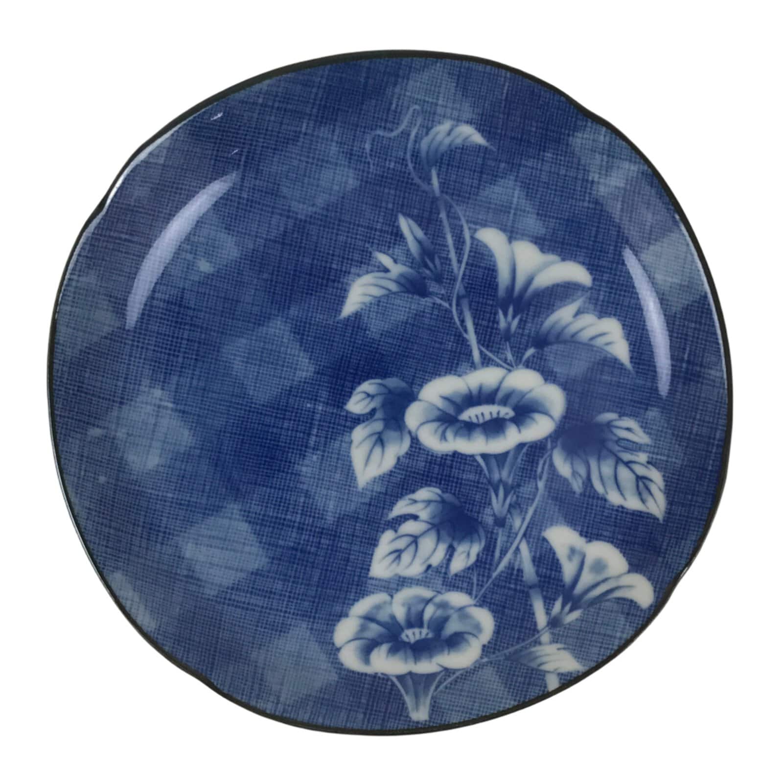 Japanese Porcelain Small Plate Kozara Vtg Sara Morning Glory Asagao Blue Y368