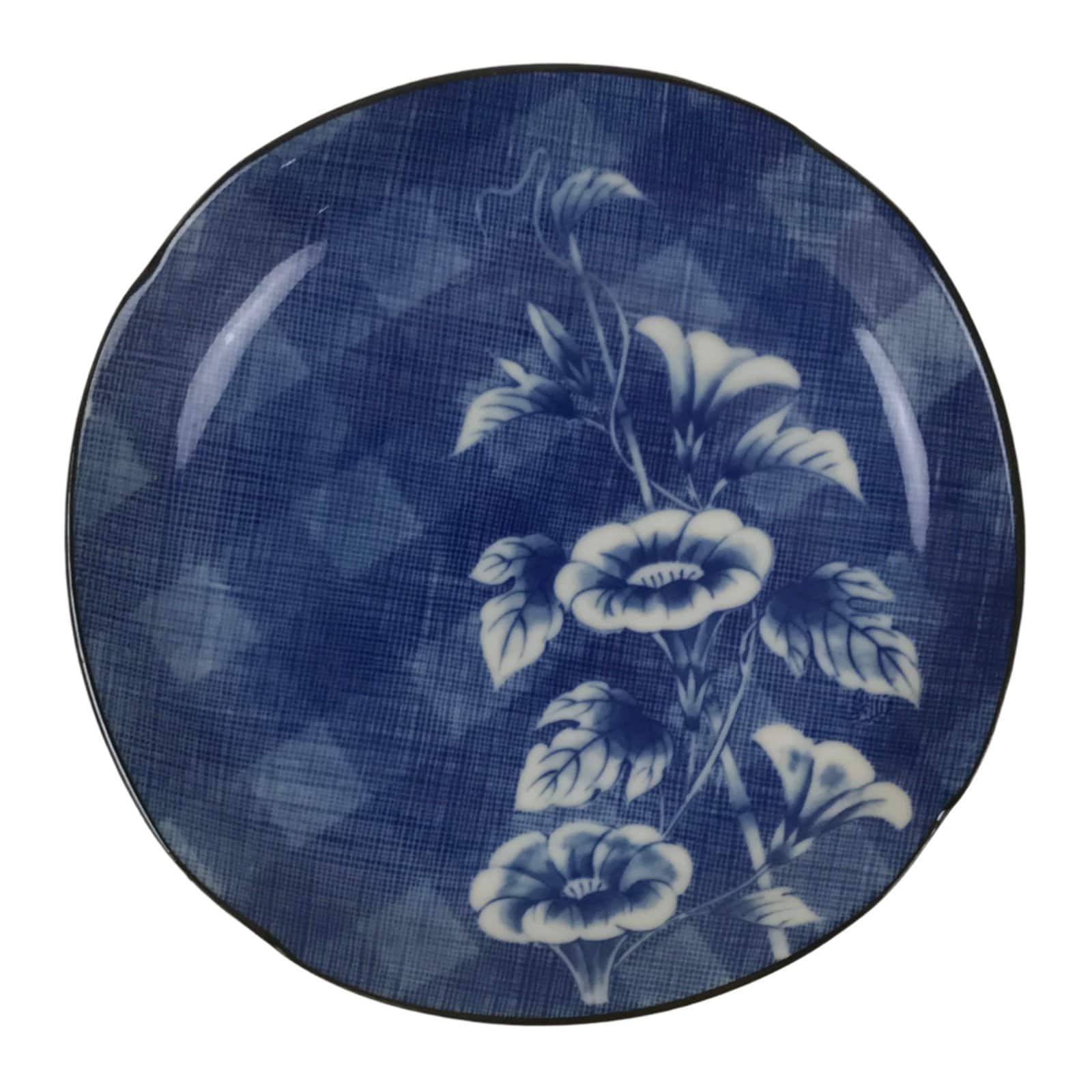 Japanese Porcelain Small Plate Kozara Vtg Sara Morning Glory Asagao Blue Y370