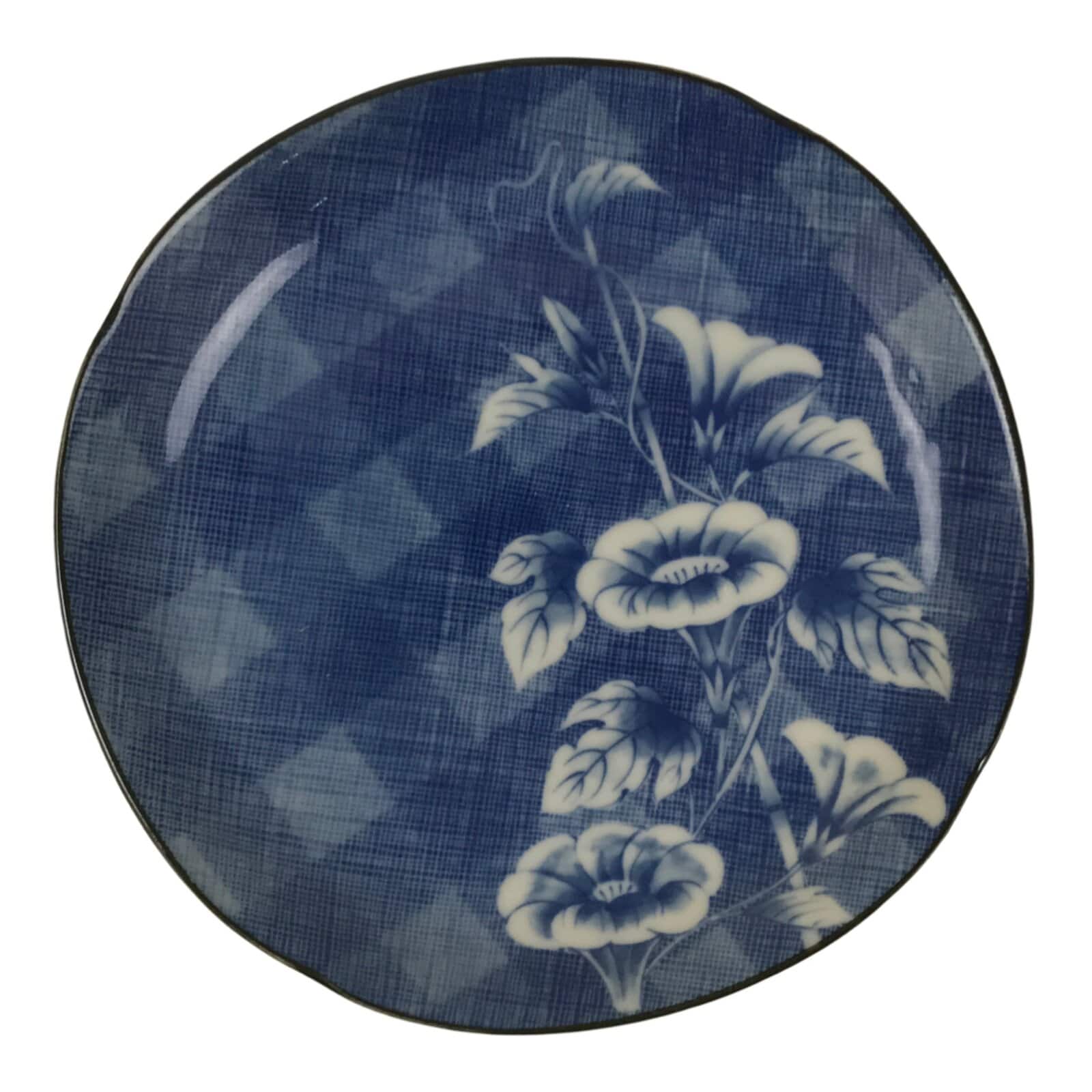 Japanese Porcelain Small Plate Kozara Vtg Sara Morning Glory Asagao Blue Y373