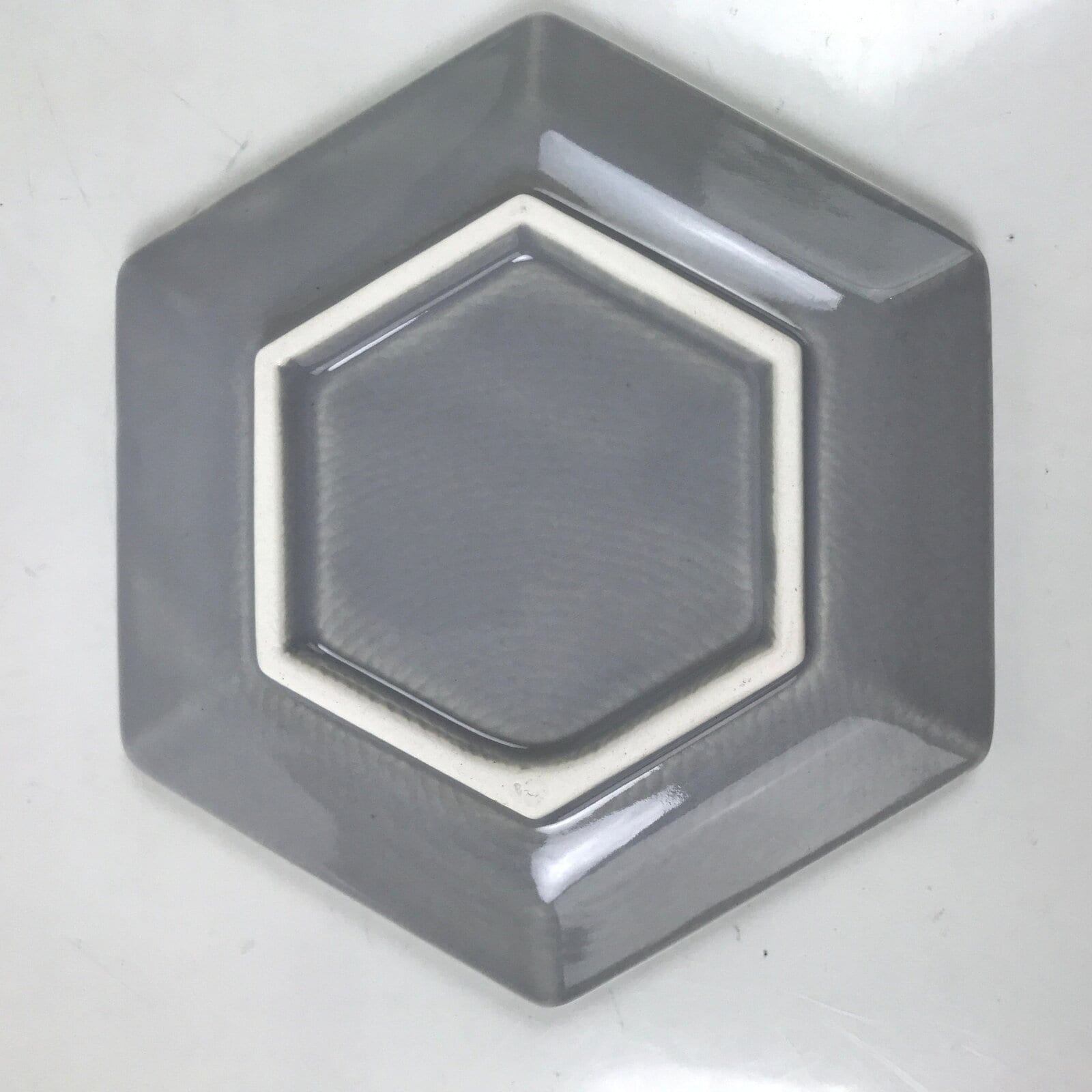 Japanese Porcelain Small Serving Plate Meimeizara Hexagon Pine Tree Gray Y217