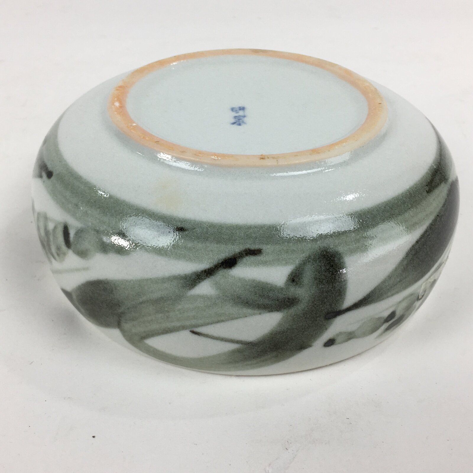 Japanese Porcelain Snack Bowl Kashiki Pottery Round Black Brush Design PP772