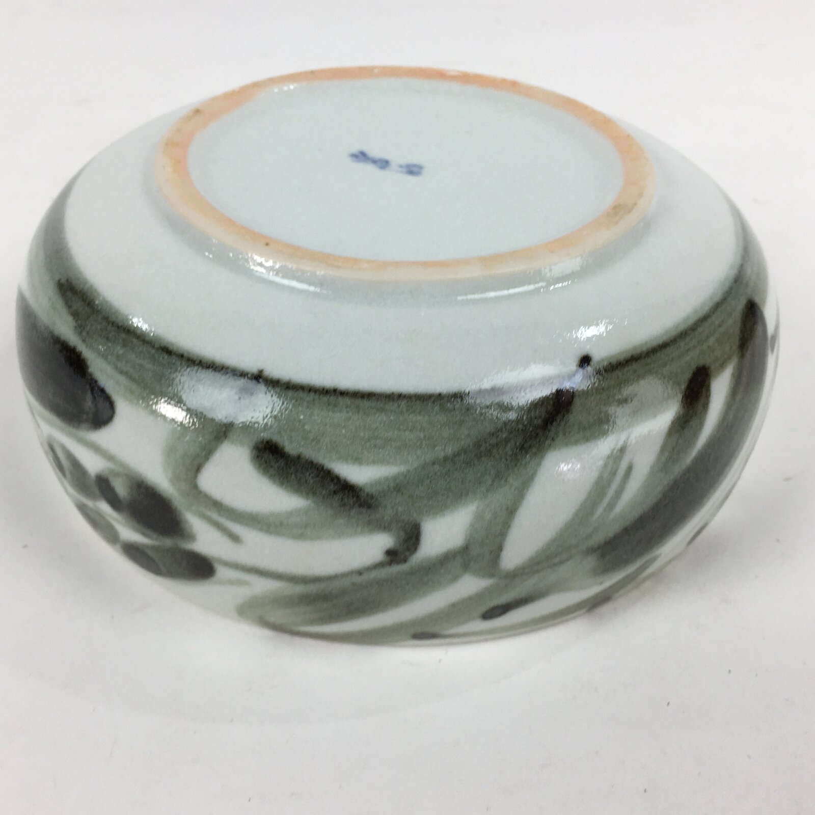 Japanese Porcelain Snack Bowl Kashiki Pottery Round Black Brush Design PP772