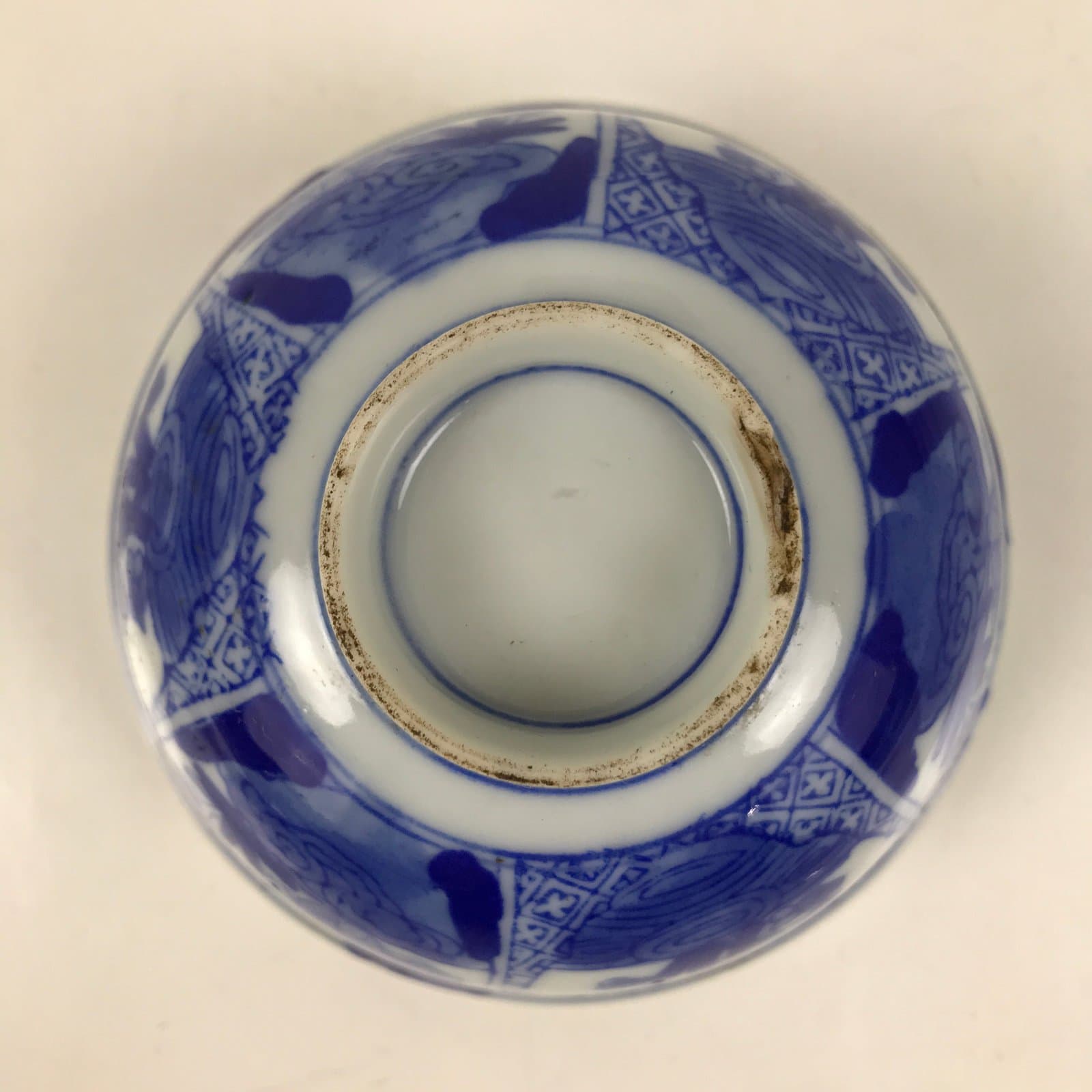 Japanese Porcelain Sometsuke Lidded Bowl Owan Vtg Pottery White Blue Floral Y306