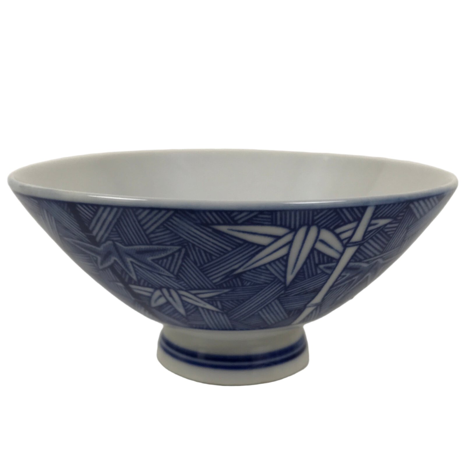 Japanese Porcelain Sometsuke Rice Bowl Owan Vtg Kobachi White Blue Bamboo Y508