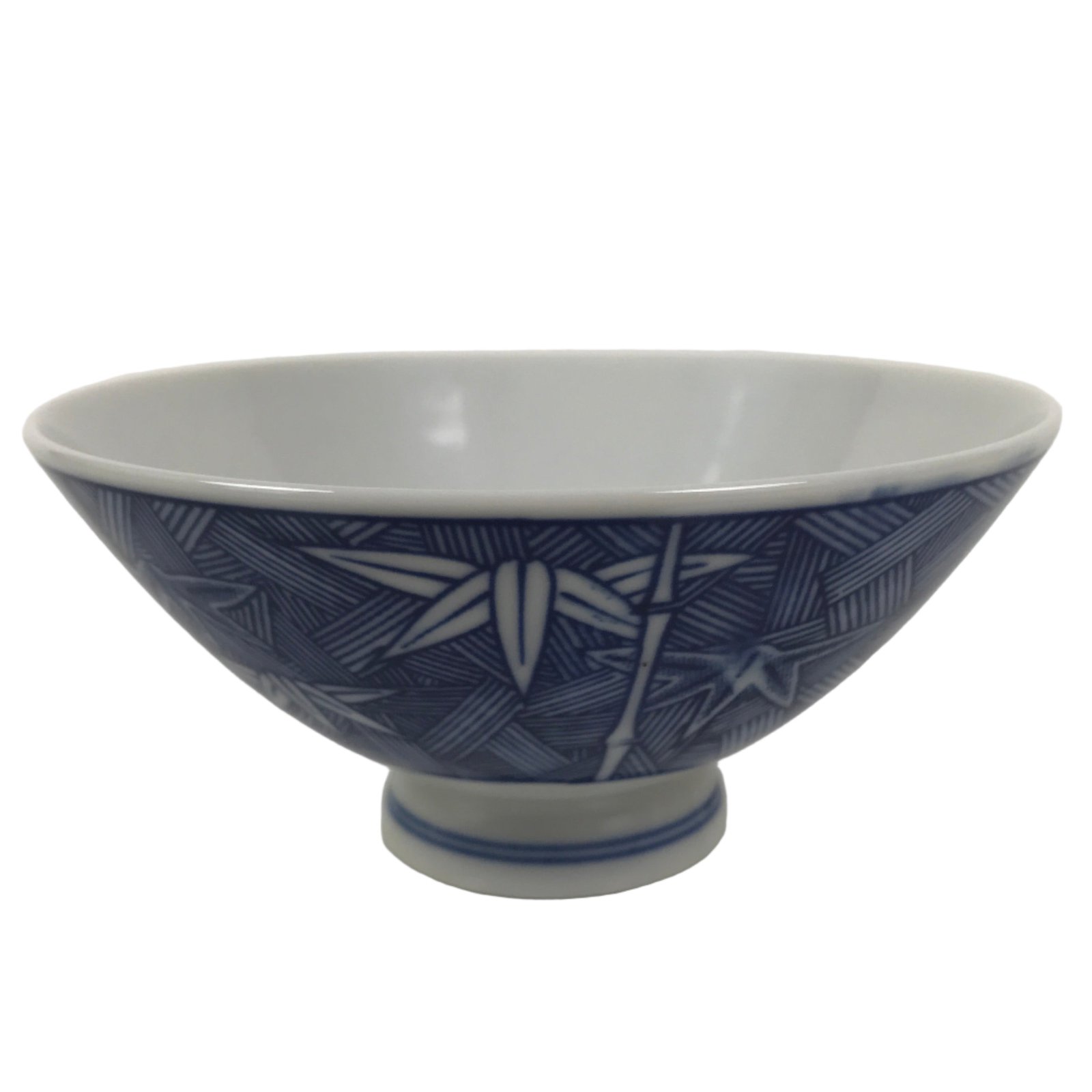 Japanese Porcelain Sometsuke Rice Bowl Owan Vtg Kobachi White Blue Bamboo Y511