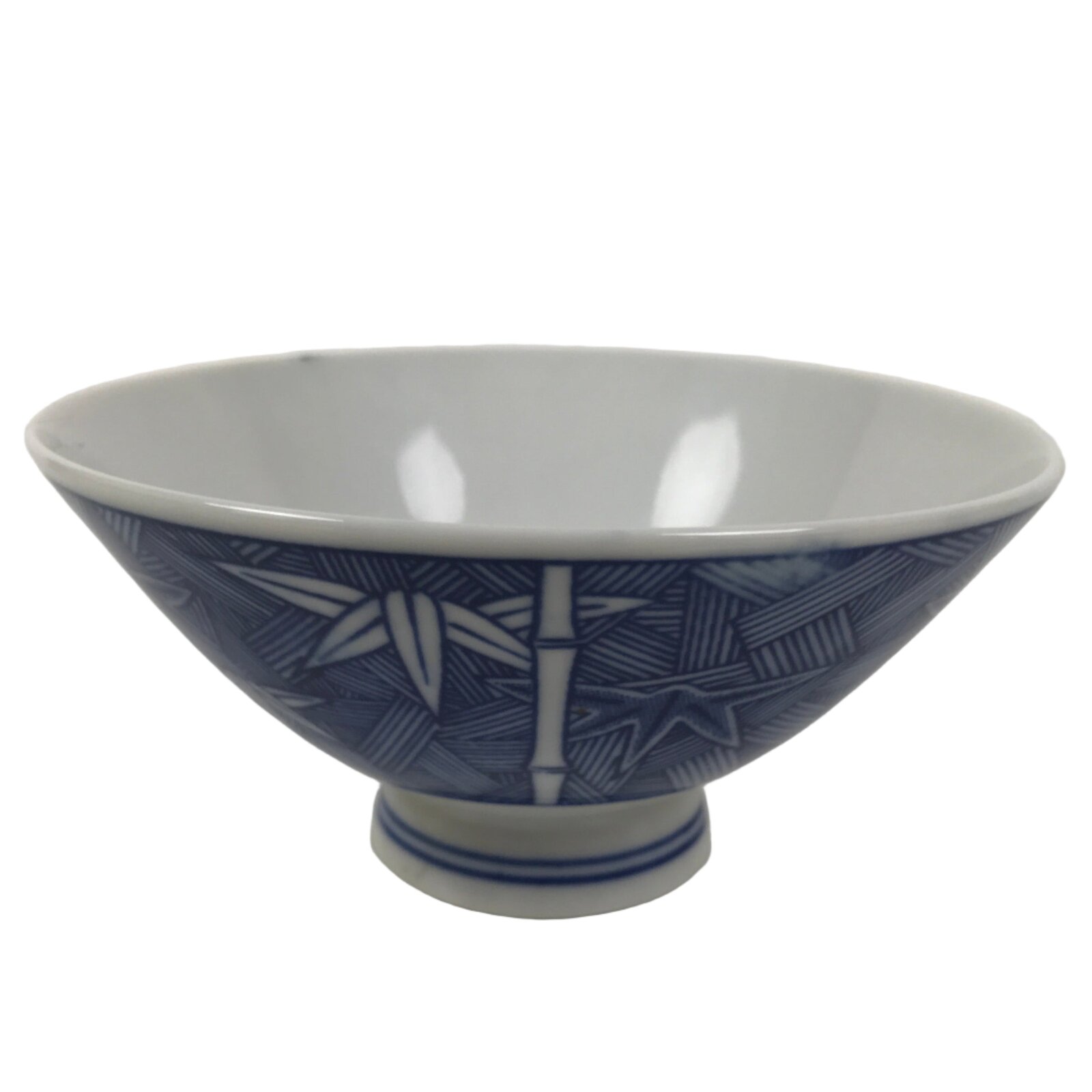 Japanese Porcelain Sometsuke Rice Bowl Owan Vtg Kobachi White Blue Bamboo Y512