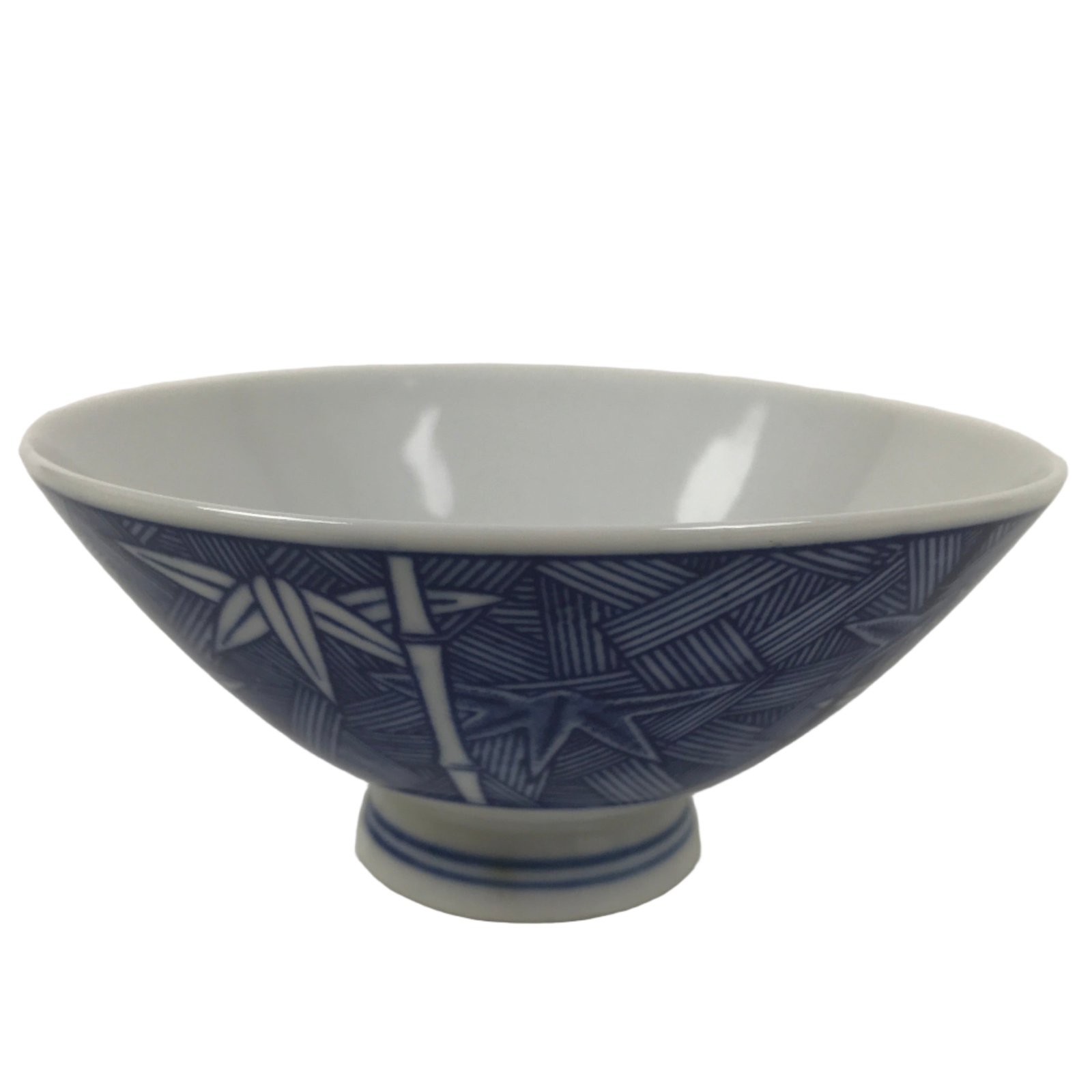 Japanese Porcelain Sometsuke Rice Bowl Owan Vtg Kobachi White Blue Bamboo Y514