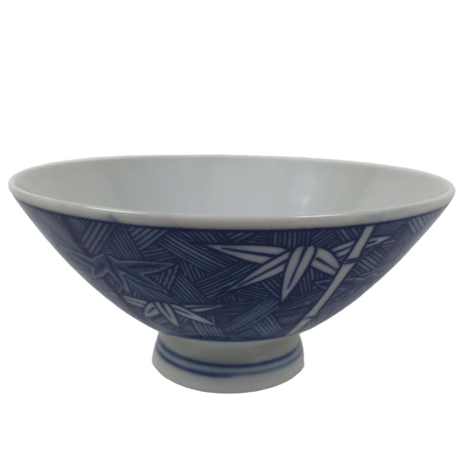 Japanese Porcelain Sometsuke Rice Bowl Owan Vtg Kobachi White Blue Bamboo Y515